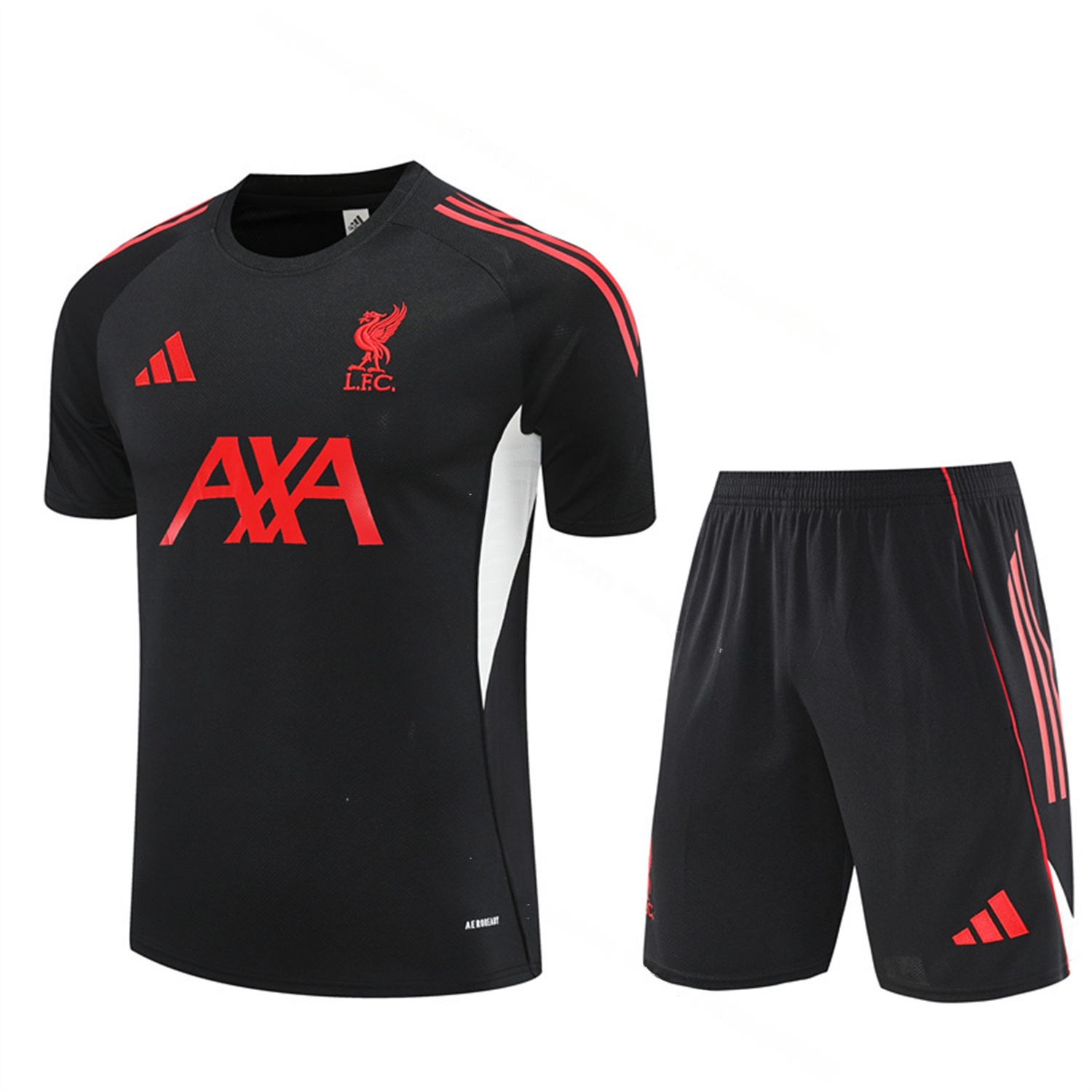 Liver.pool 25-26 Short-Sleeve Training Set - Black Top & Black Shorts - JerseysGala