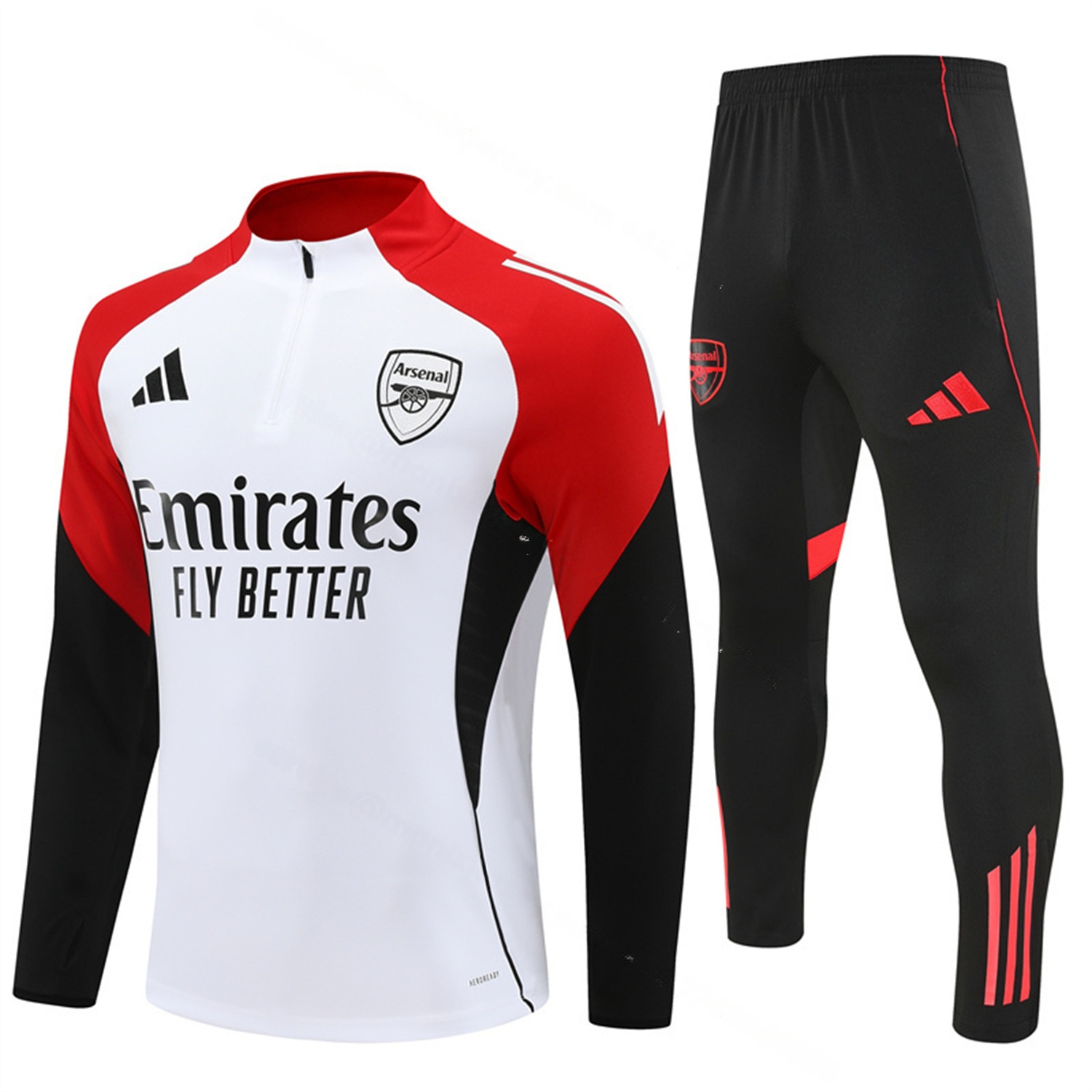 Arsenal 25-26 Long Sleeve Training Set - White Top & Black Pants - JerseysGala