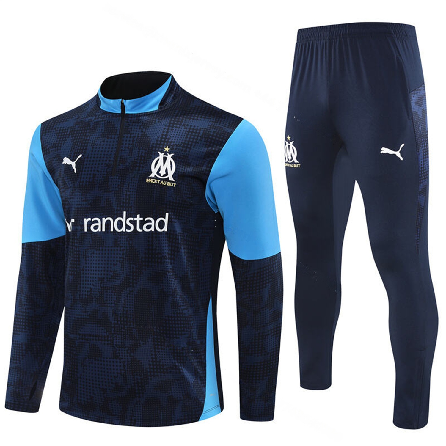 Marseille 25-26 Long Sleeve Training Set - Royal Blue Top & Royal Blue Pants - JerseysGala