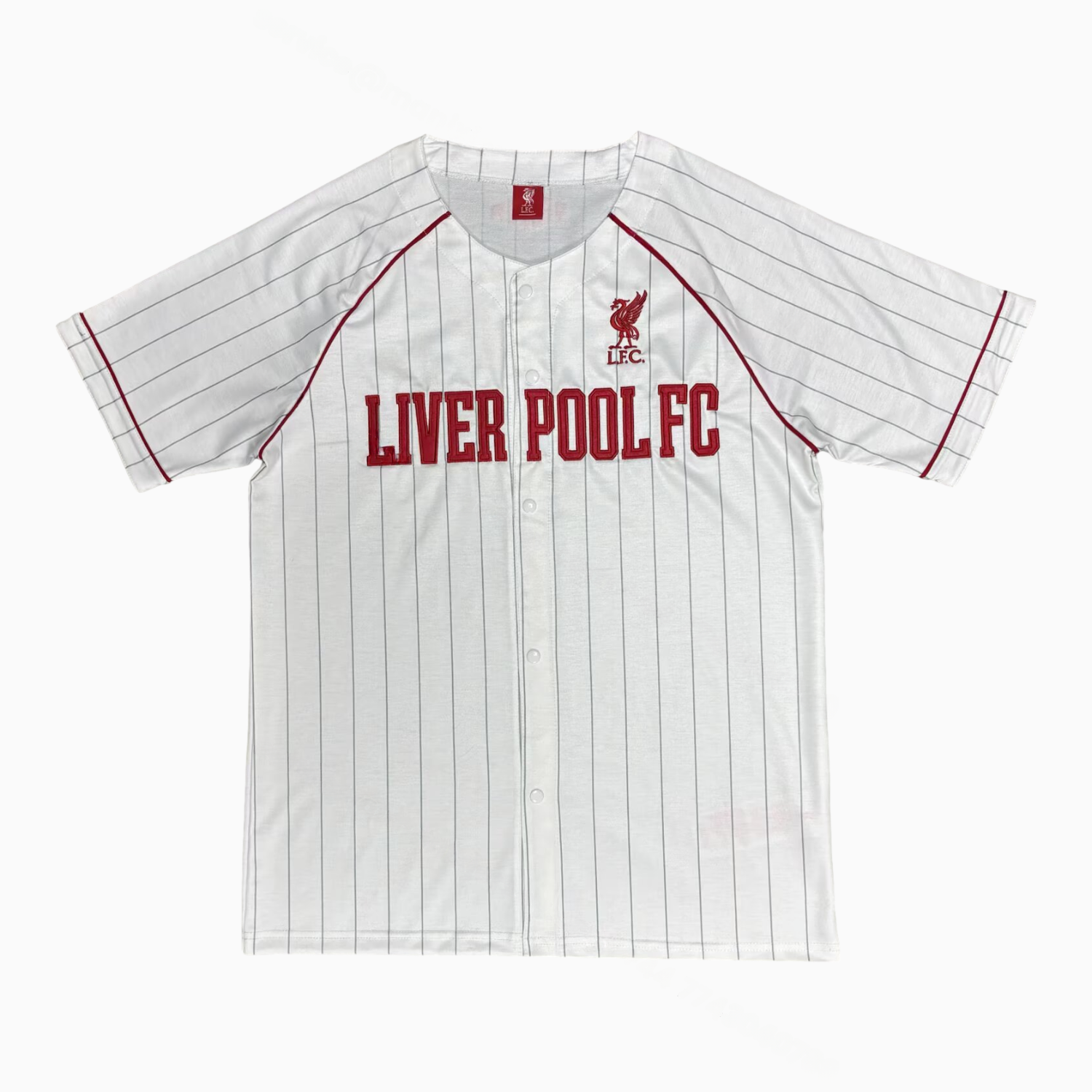 Liver.pool 25-26 White With Red Lines Baseball Jerseyll Jersey - JerseysGala