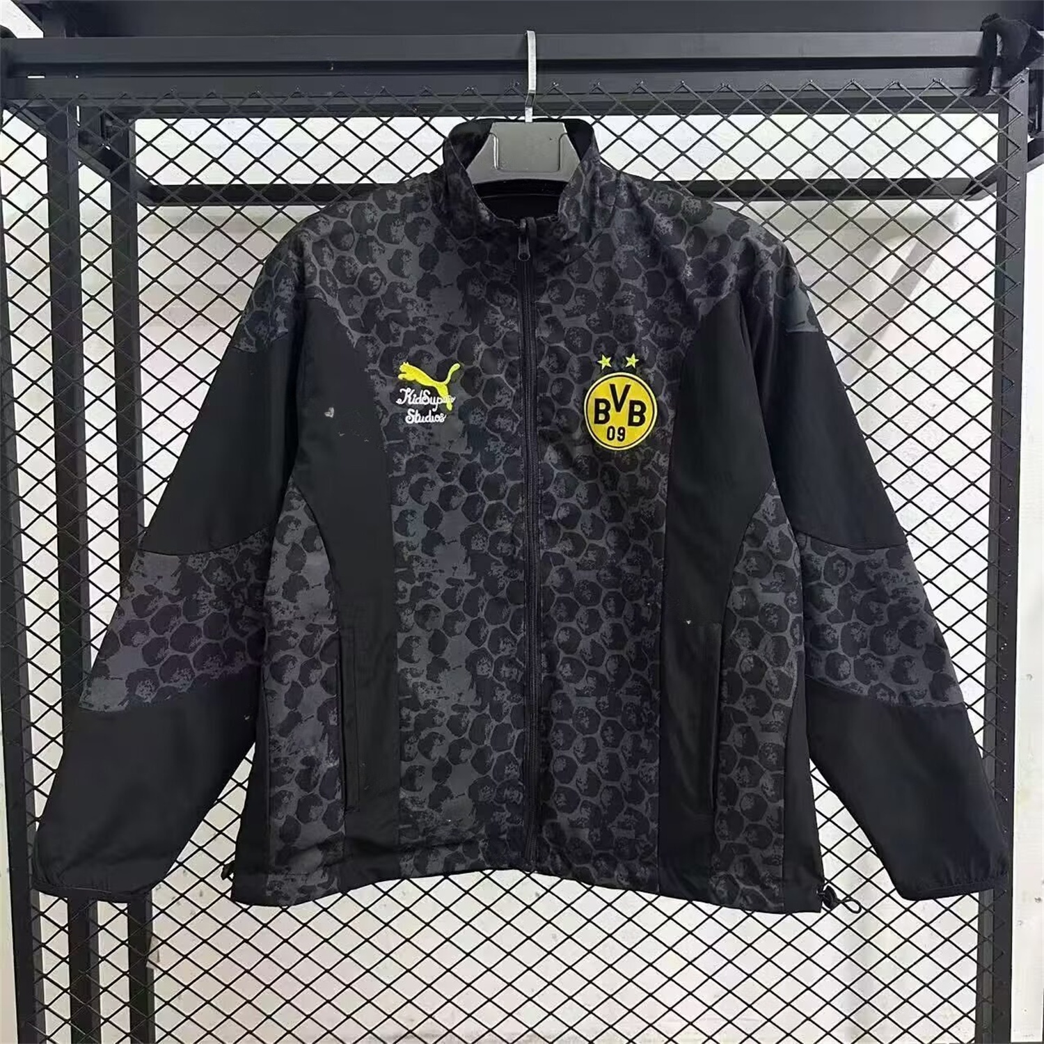 Dortmund 25-26 Black and Gray Double-Sided Training Windbreaker Jacket - JerseysGala