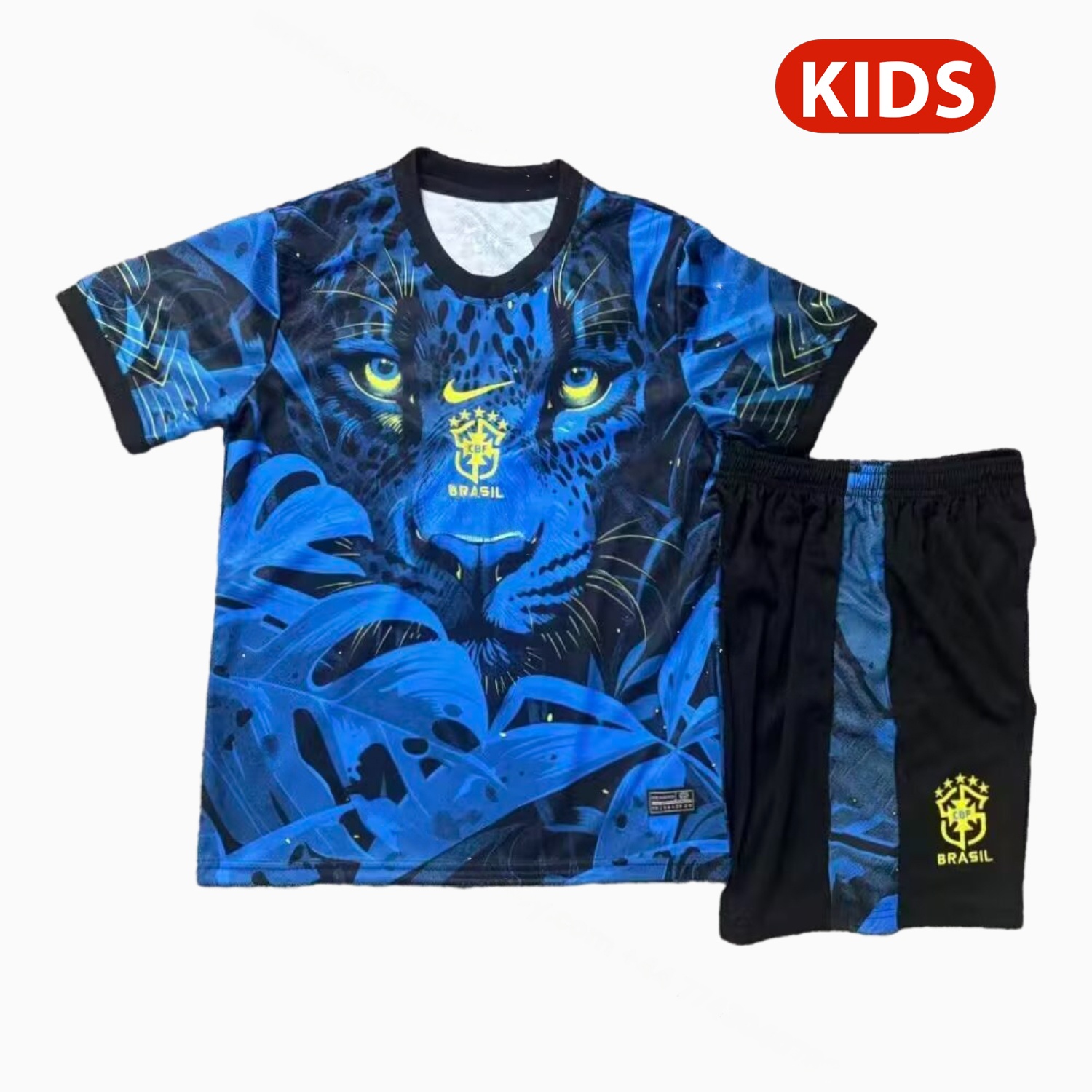 Brazil 25-26 Blue Leopard Special Kids Kit - JerseysGala