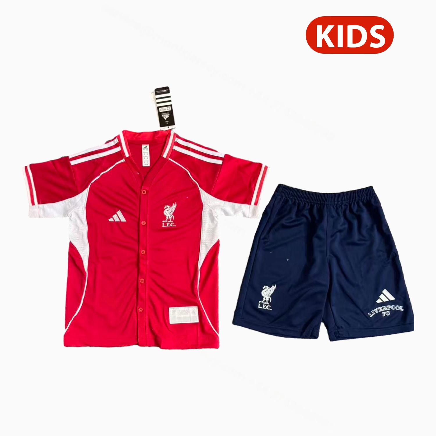 Liver.pool 25-26 Red With White Lines Baseball Kids Kit - JerseysGala