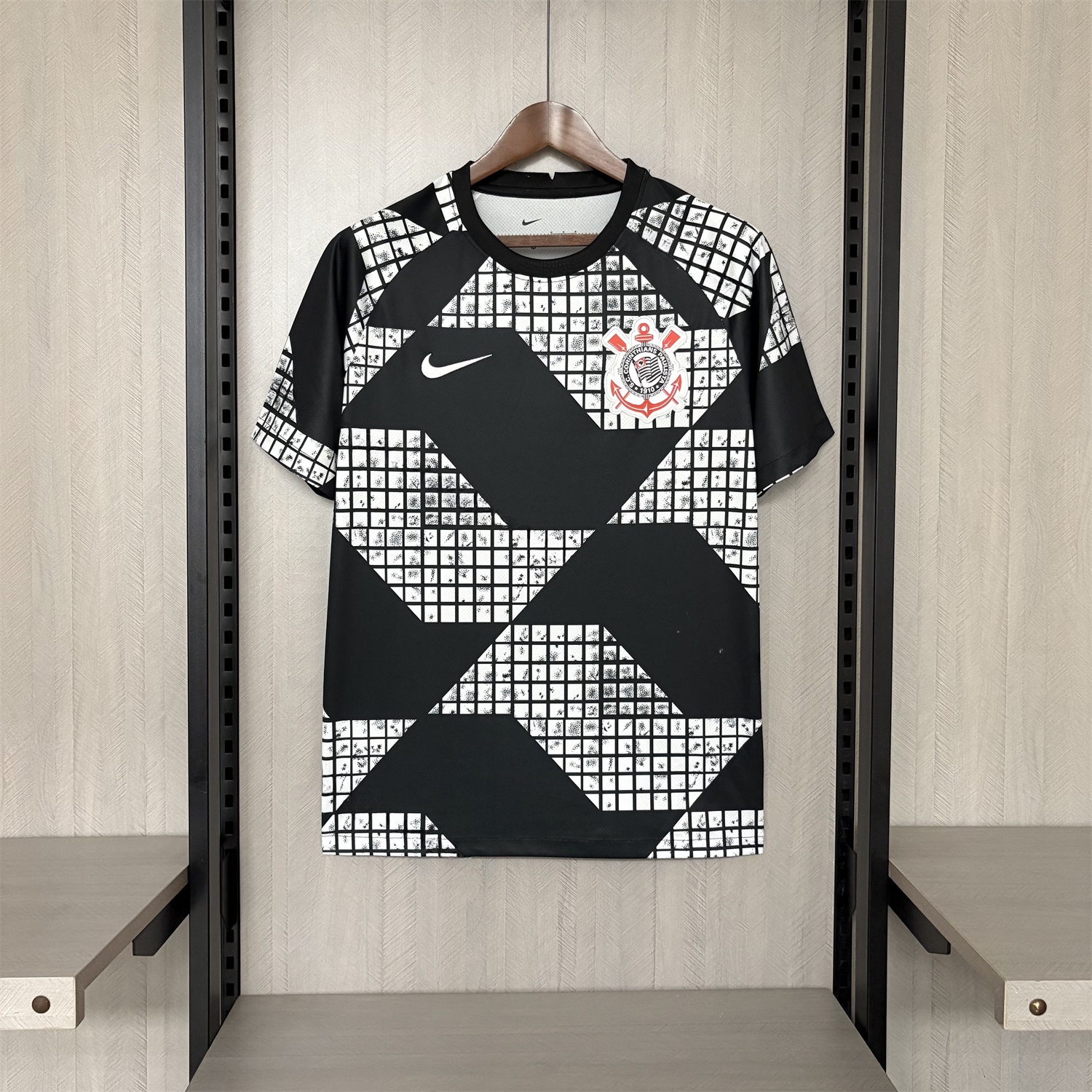 Corinthians 2025-26 White And Black Pre-Match Jersey - Fans Version - JerseysGala