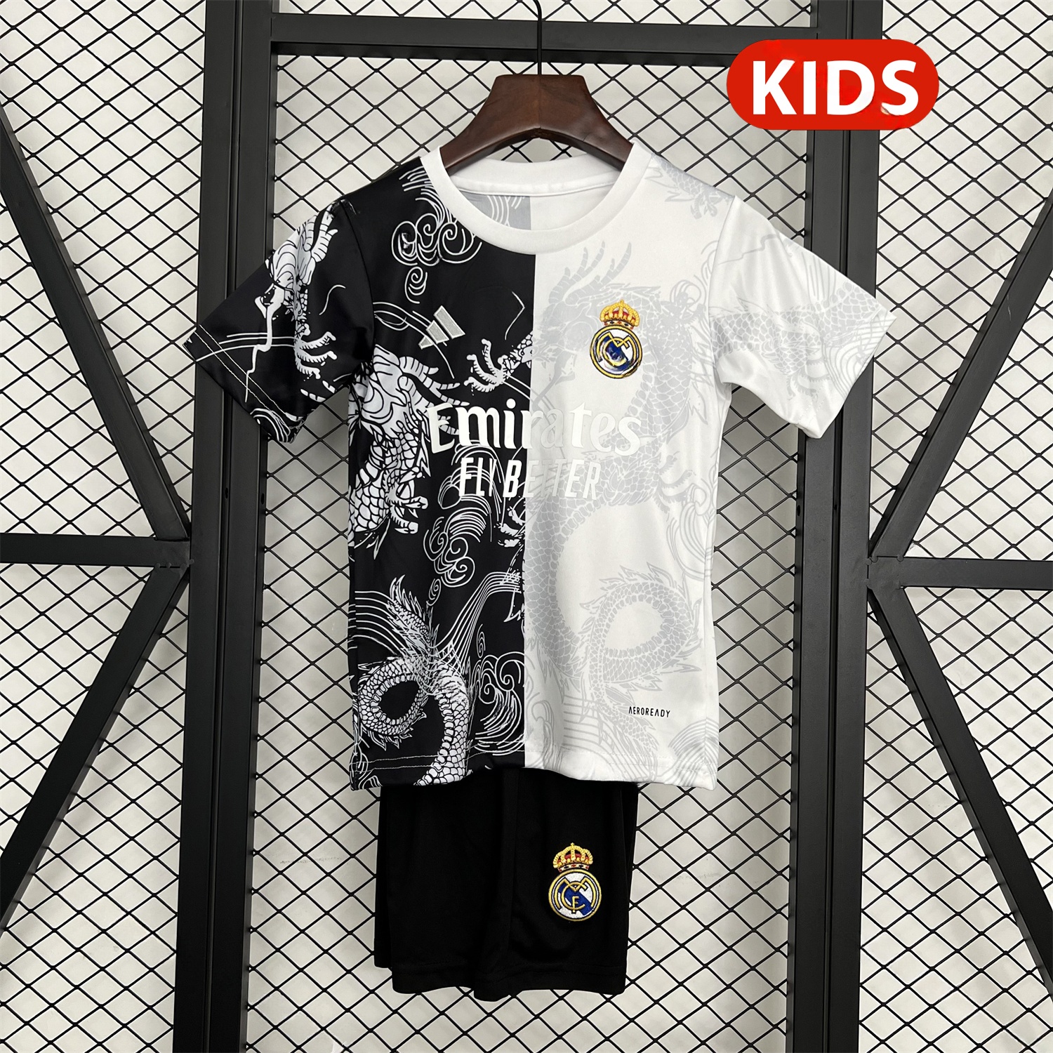 Real Madrid 25-26 Dragon White And Black Special Kids Kit - JerseysGala