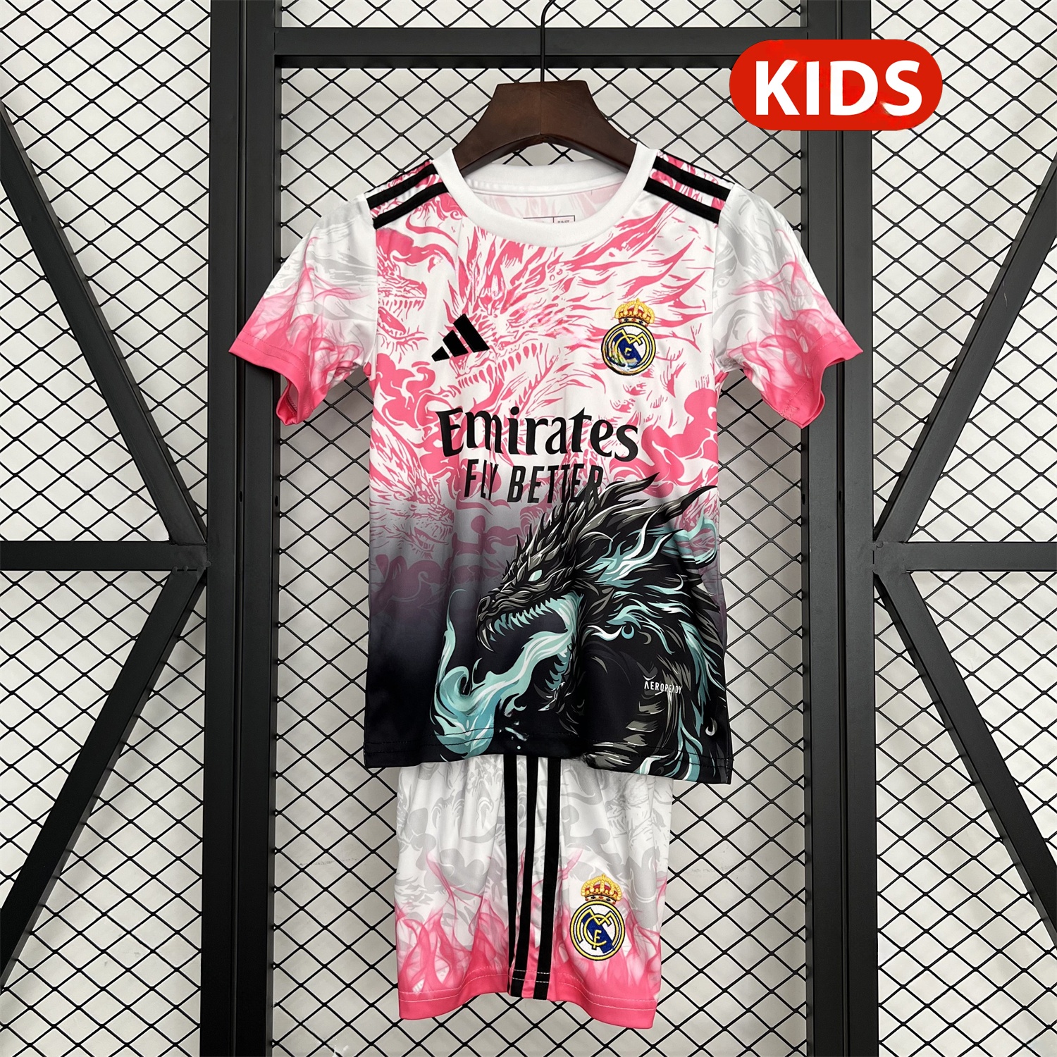 Real Madrid 25-26 Dragon Pink And Black Special Kids Kit - JerseysGala