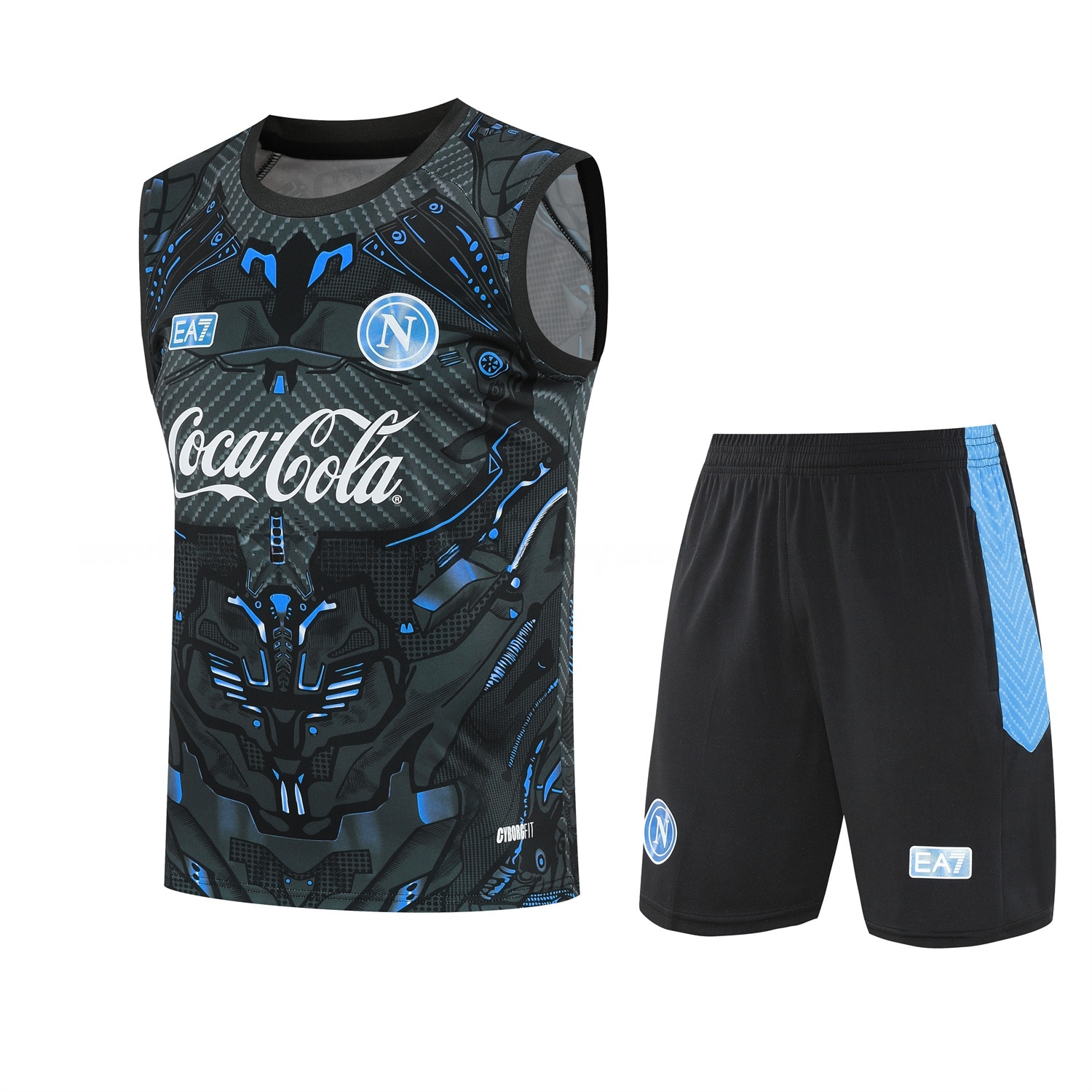 Napoli 25-26 Vest Training Set - Black Mecha Vest & Black Shorts - JerseysGala