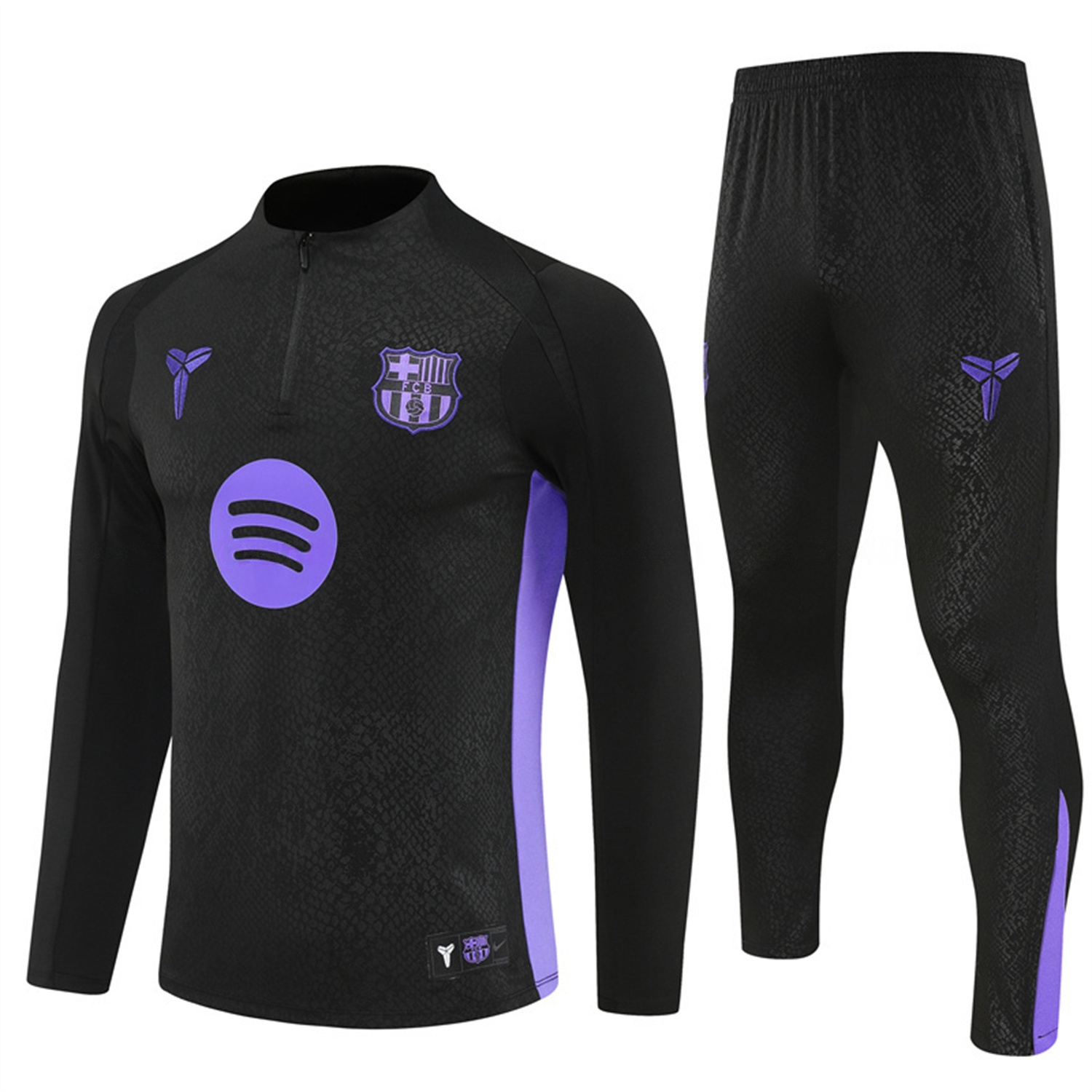 Barcelona 25-26 X KB Long Sleeve Training Set - Black Top & Black Pants - JerseysGala