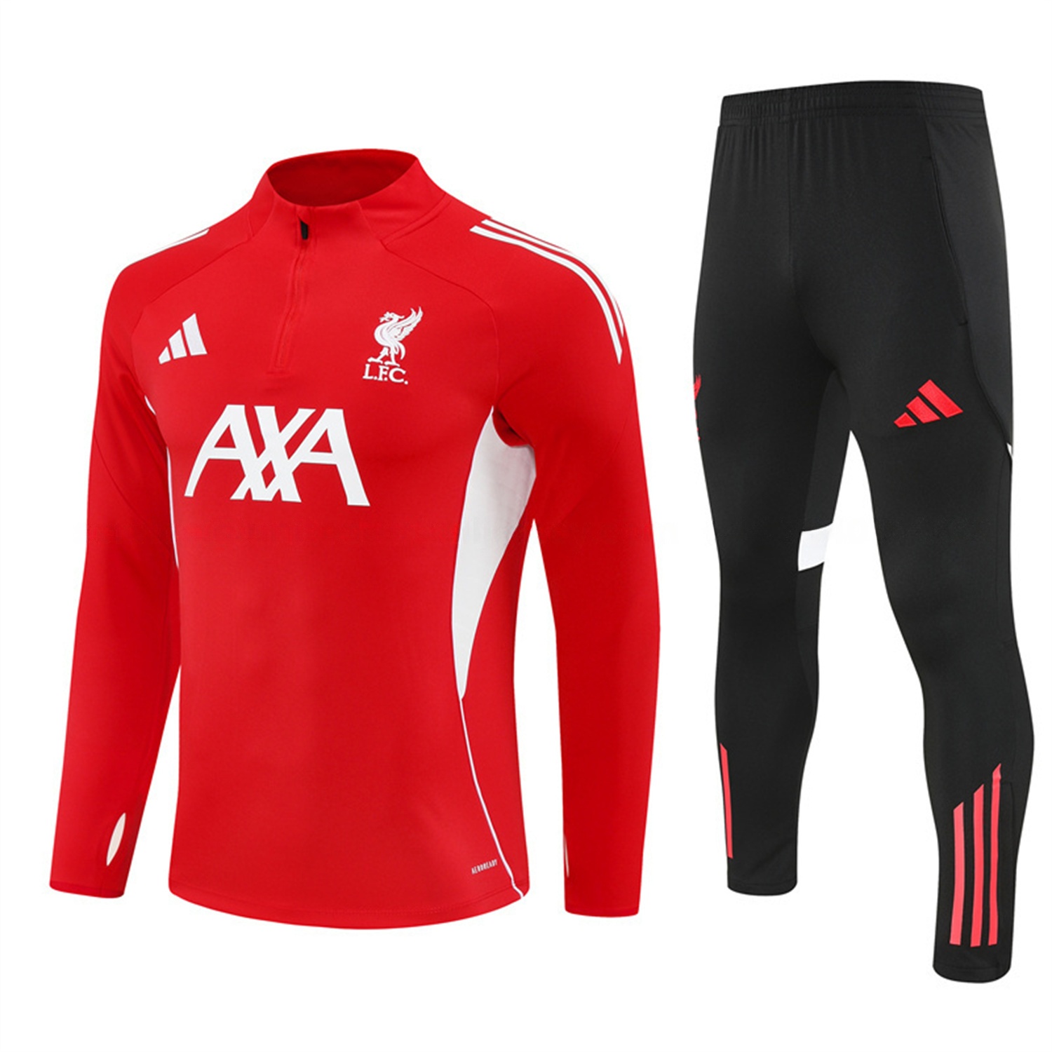 Liver.pool 25-26 Long Sleeve Training Set - Red Top & Black Pants - JerseysGala