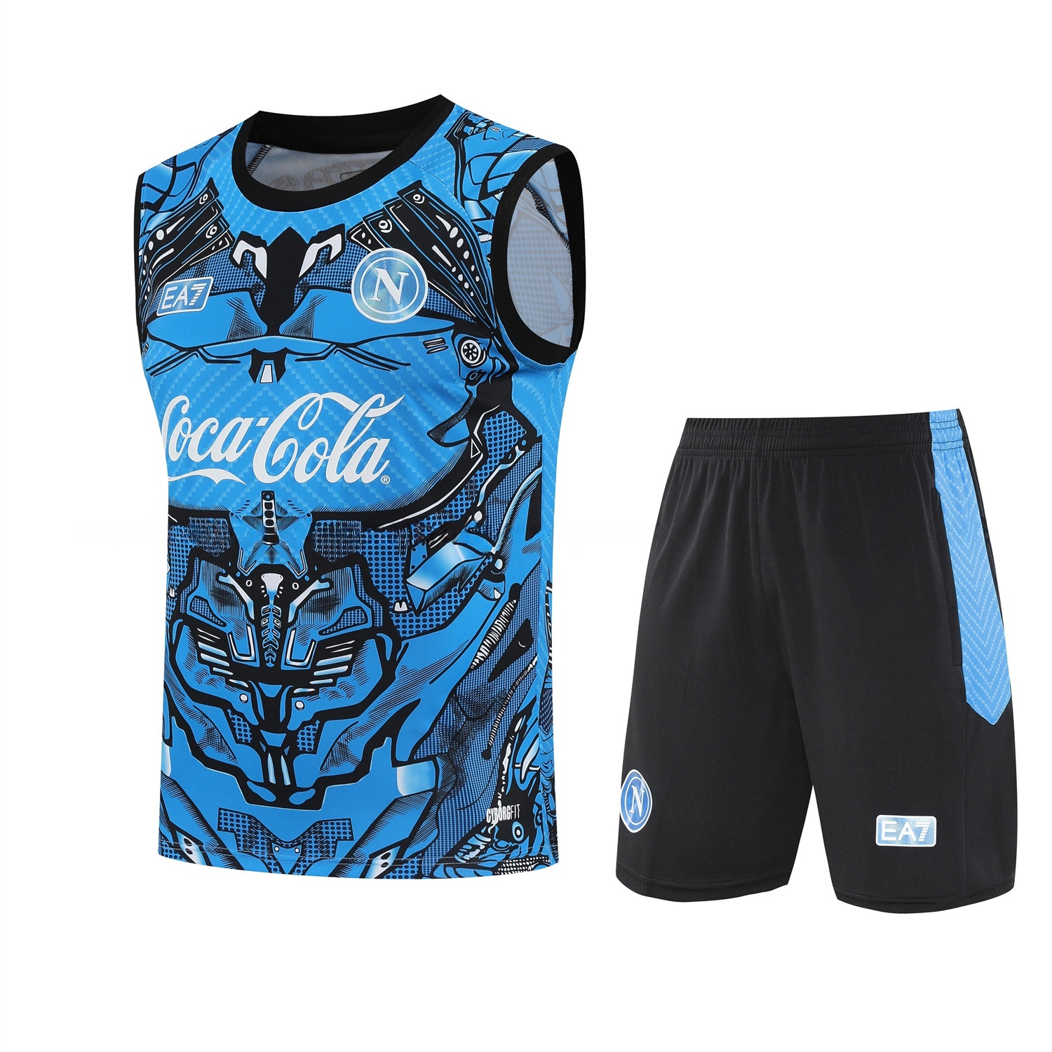 Napoli 25-26 Vest Training Set - Blue Mecha Vest & Black Shorts - JerseysGala