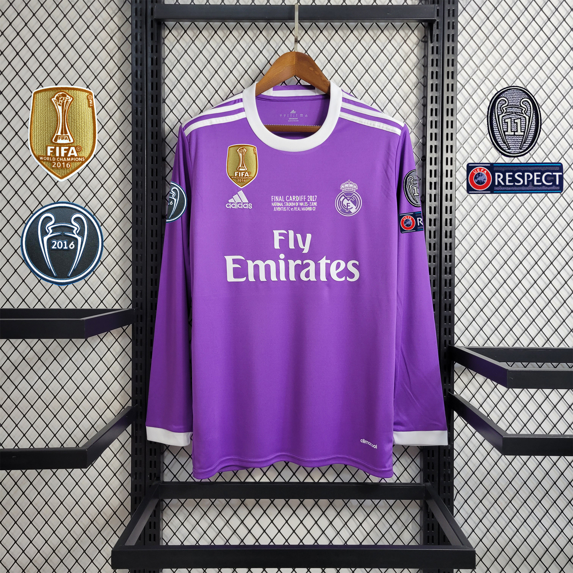 Retro Real Madrid 16-17 Away Long Sleeve Jersey - Champions League Final Version - JerseysGala