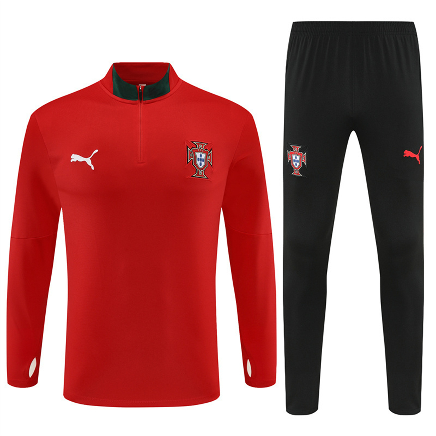 Portugal 25-26 Long Sleeve Training Set - Red Top & Black Pants - JerseysGala