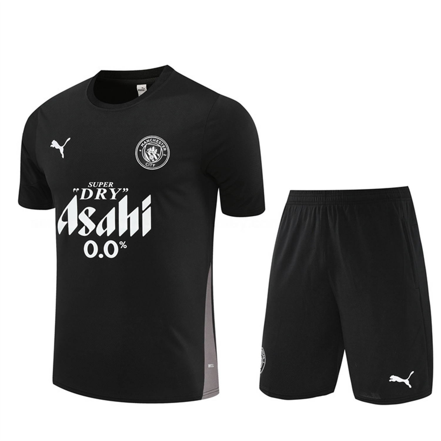 Manchester City 25-26 Short-Sleeve Training Set - Black Top & Black Shorts - JerseysGala