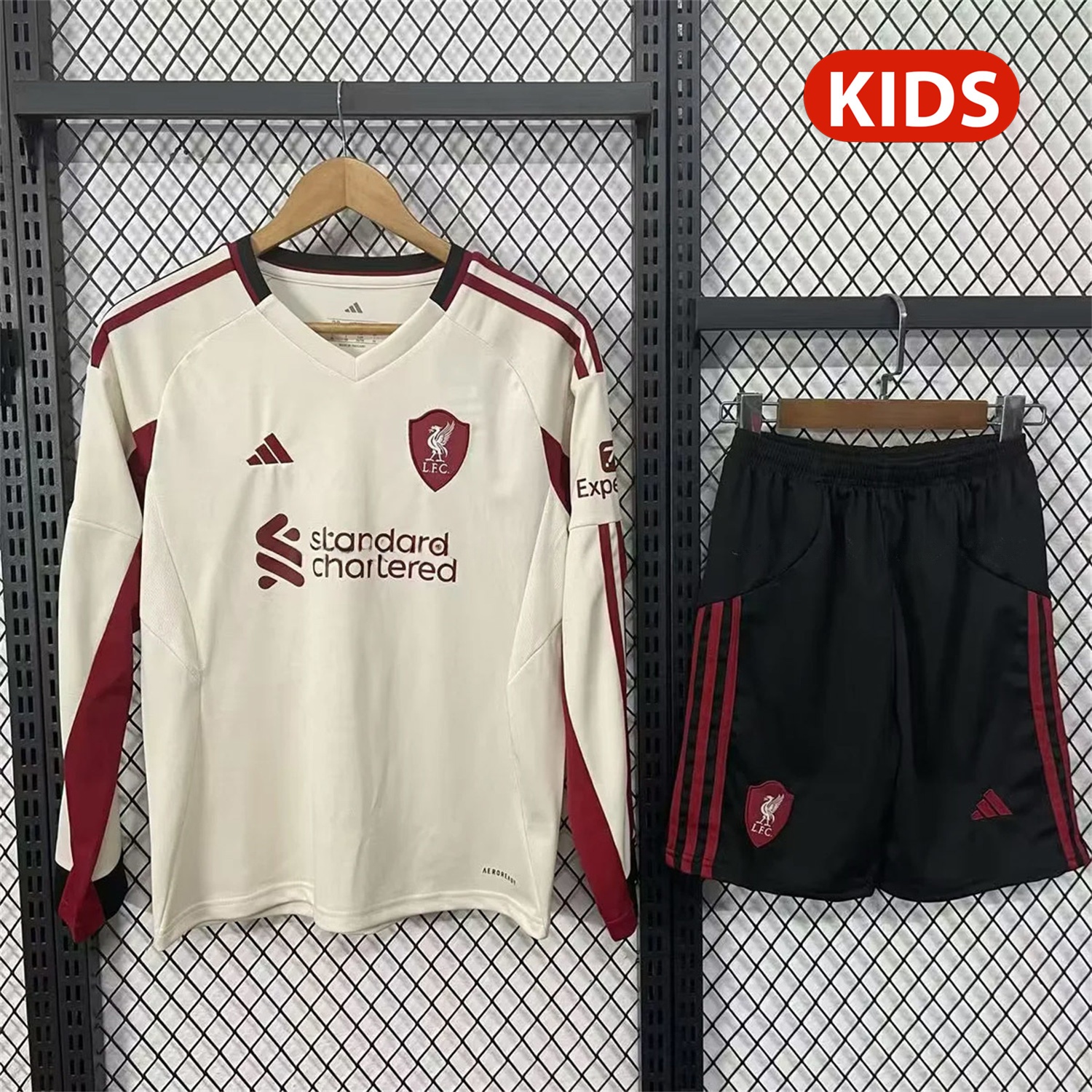 Liver.pool 25-26 Away White Long Sleeves Kids Kit - JerseysGala