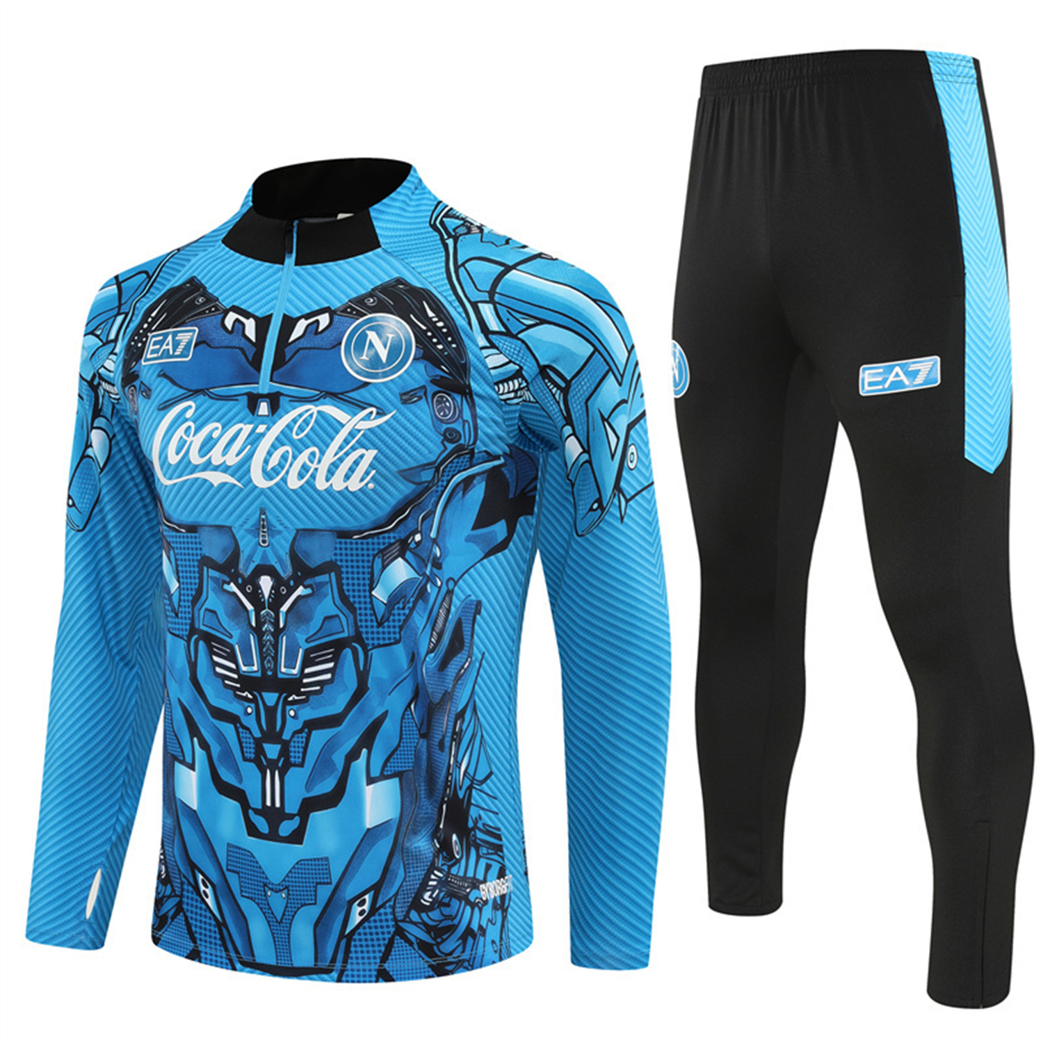 Napoli 25-26 Long Sleeve Training Set - Blue Mecha Top & Black Pants - JerseysGala