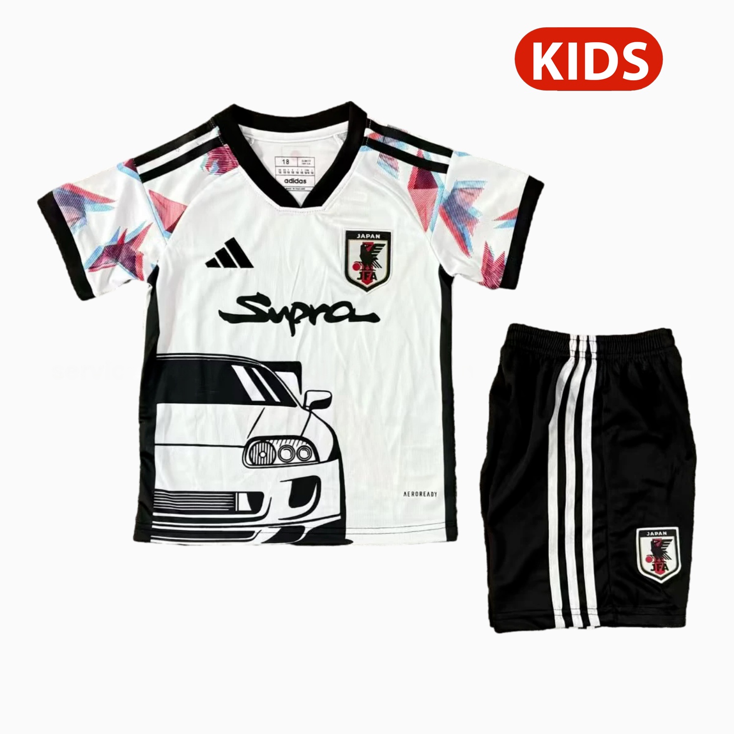 Japan 25-26 Black Car White Special Kids Kit - JerseysGala