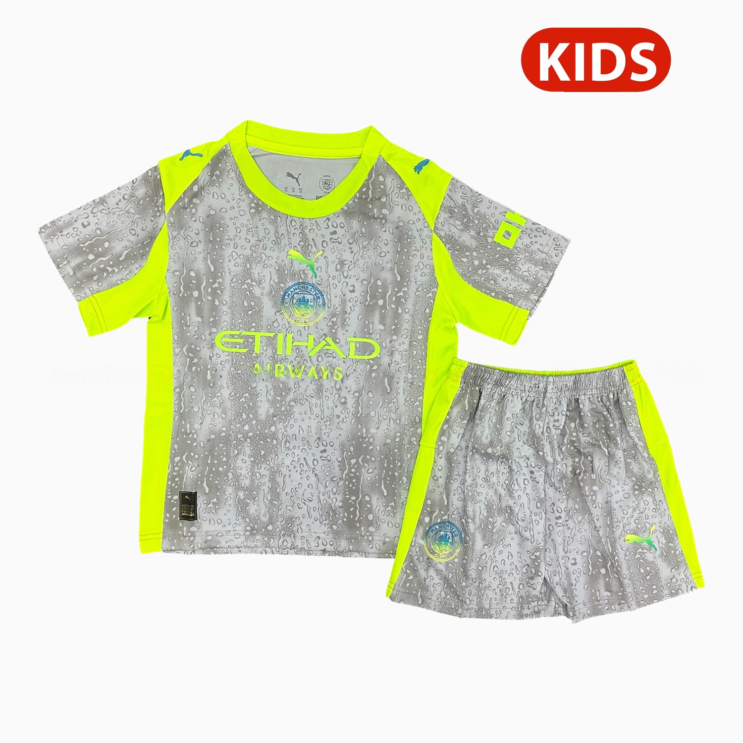 Manchester City 25-26 Third Gray Kids Kit - JerseysGala