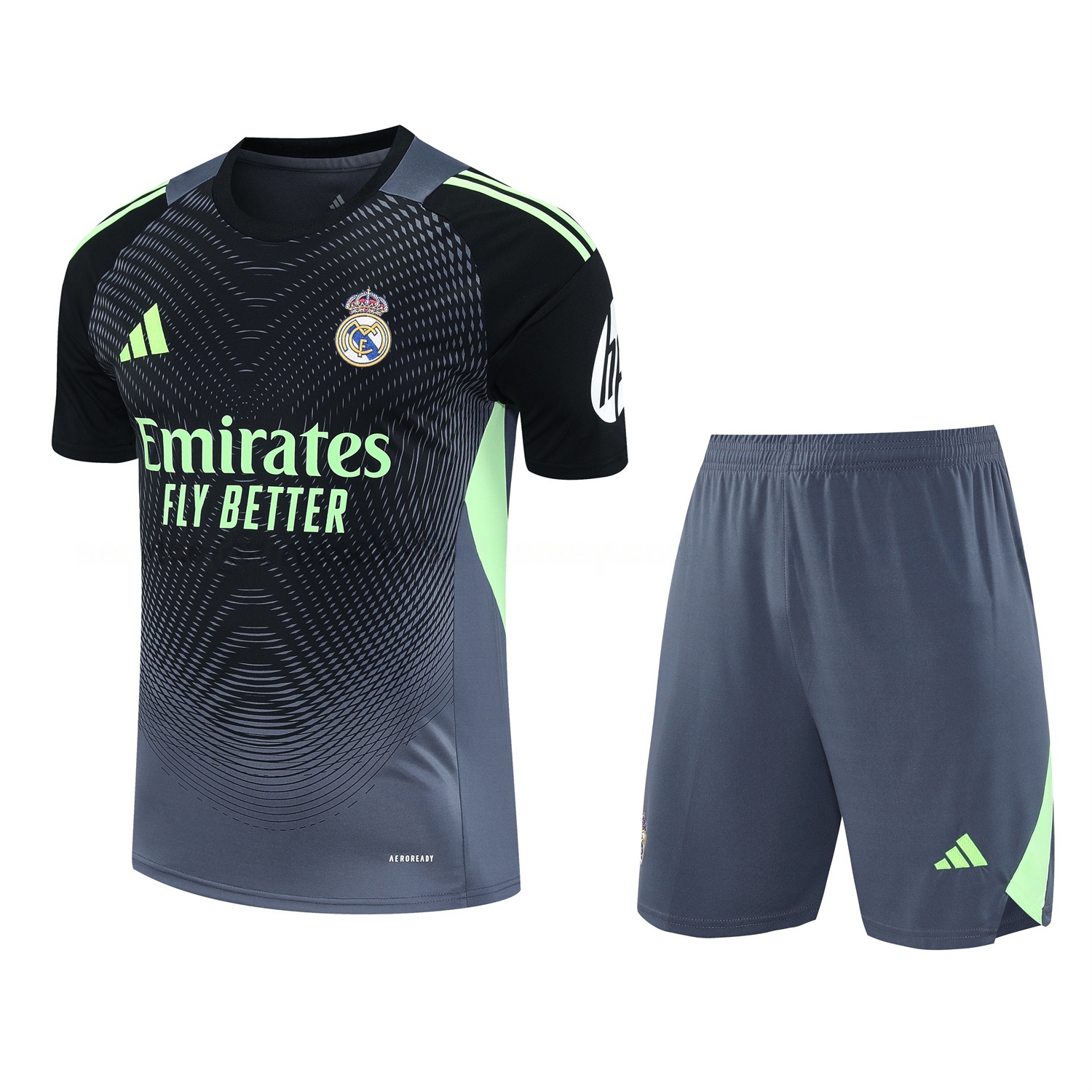Real Madrid 25-26 Short-Sleeve Training Set - Deep Gray Top & Gray Shorts - JerseysGala