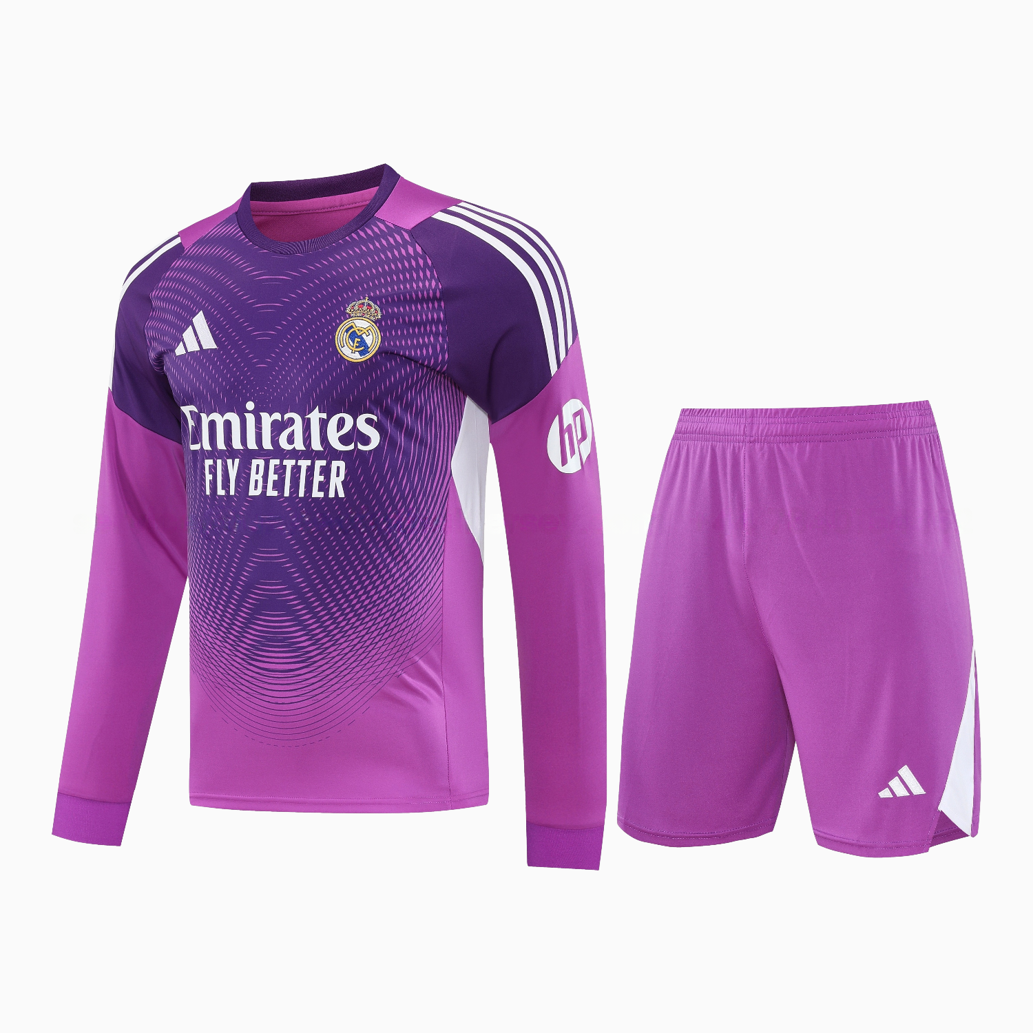 Real Madrid 25-26 Longt-Sleeve Training Set - Purple Top & Purple Shorts - JerseysGala