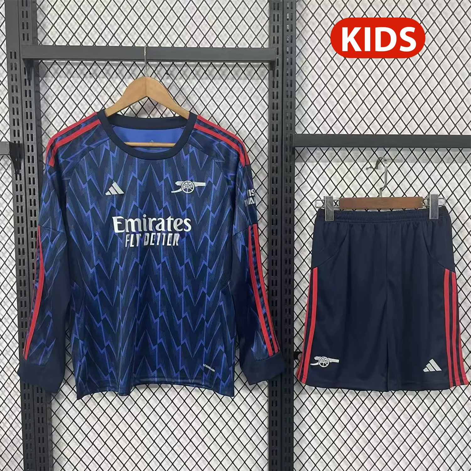 Arsenal 25-26 Away Blue Long Sleeves Kids Kit - JerseysGala