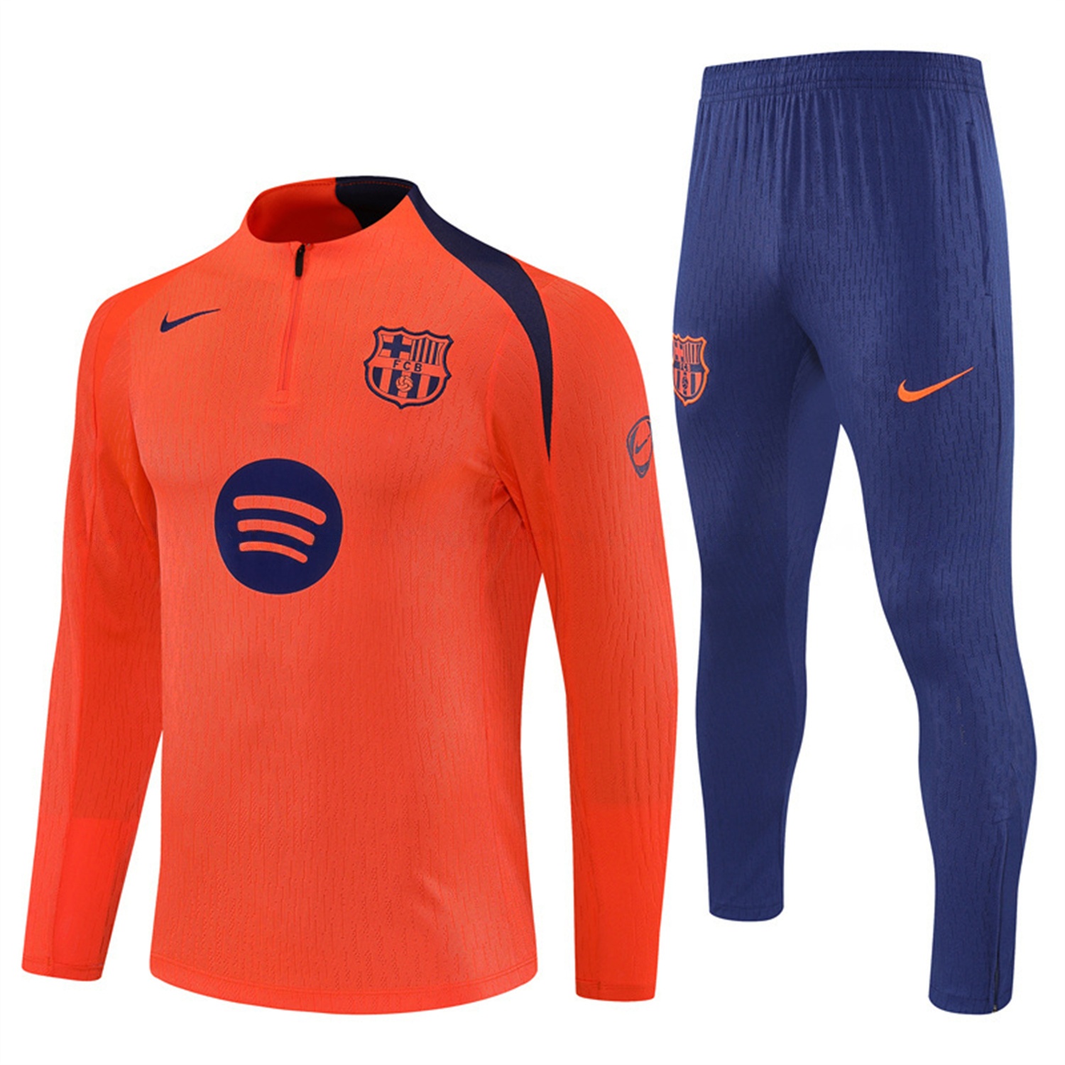 Barcelona 25-26 Long Sleeve Training Set - Orange Top Royal Blue Sponsor & Royal Blue Pants - JerseysGala