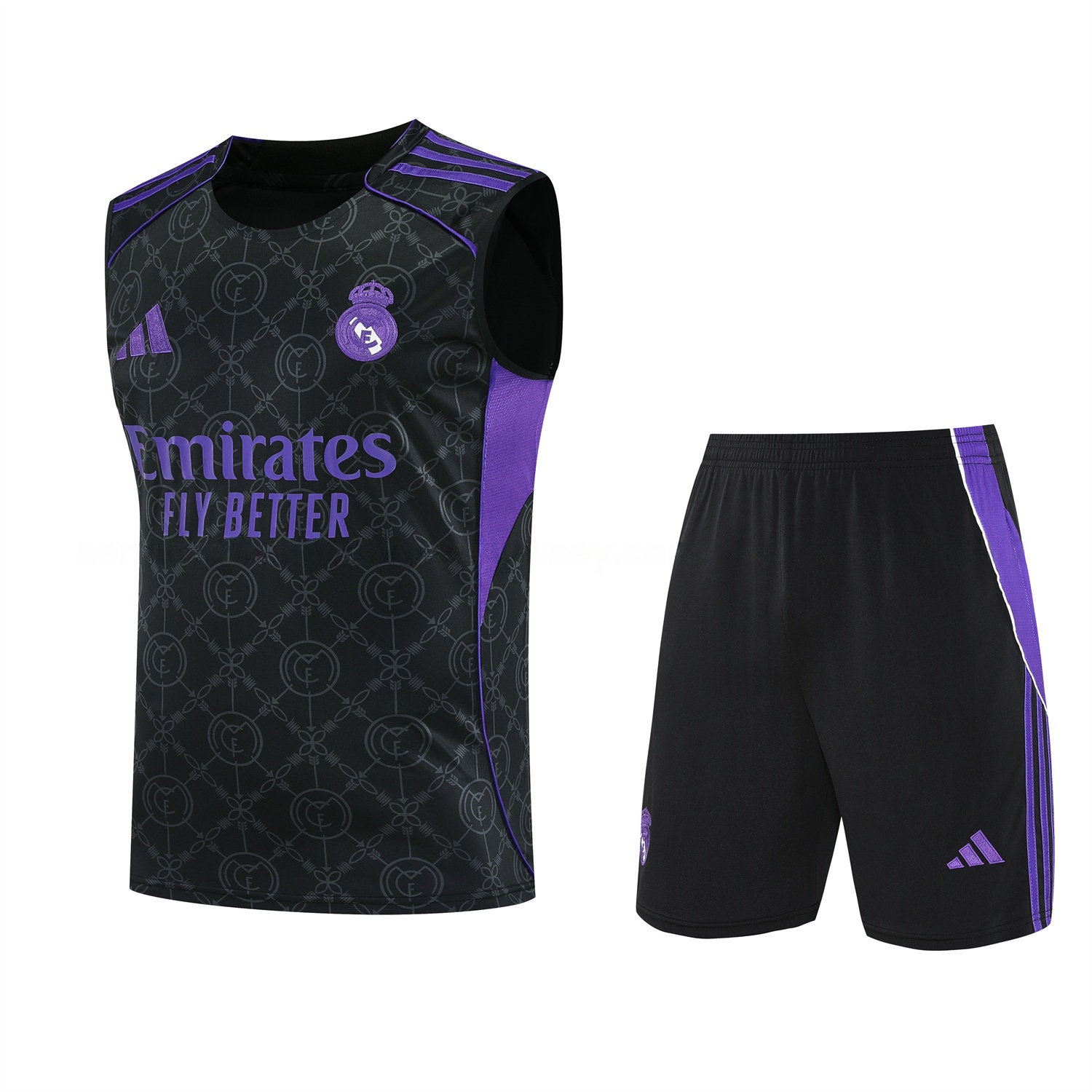 Real Madrid 25-26 Vest Training Set - Blue Edge Black Vest & Black Shorts - JerseysGala