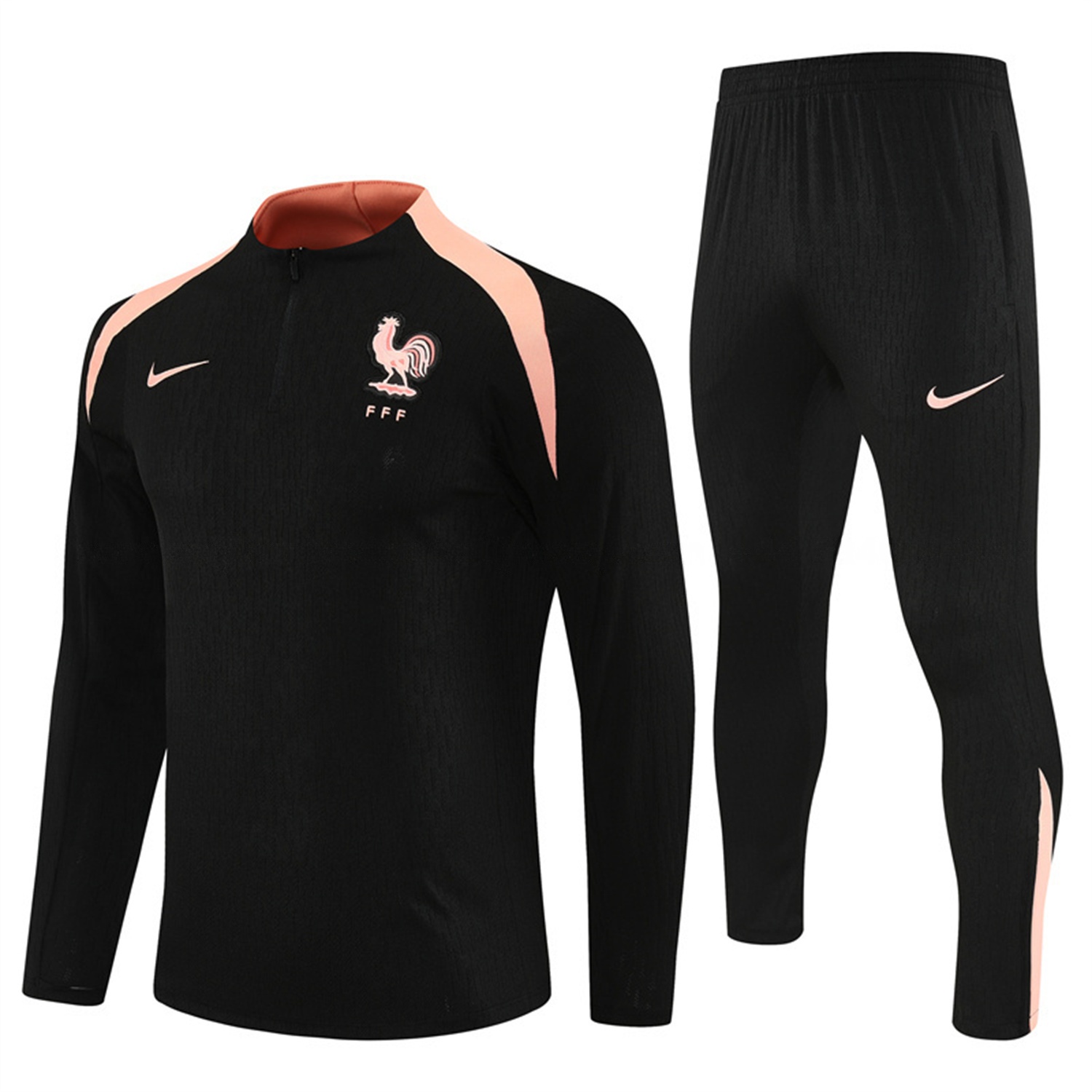 France 25-26 Long Sleeve Training Set - Player Version - Black Top and Pants - JerseysGala