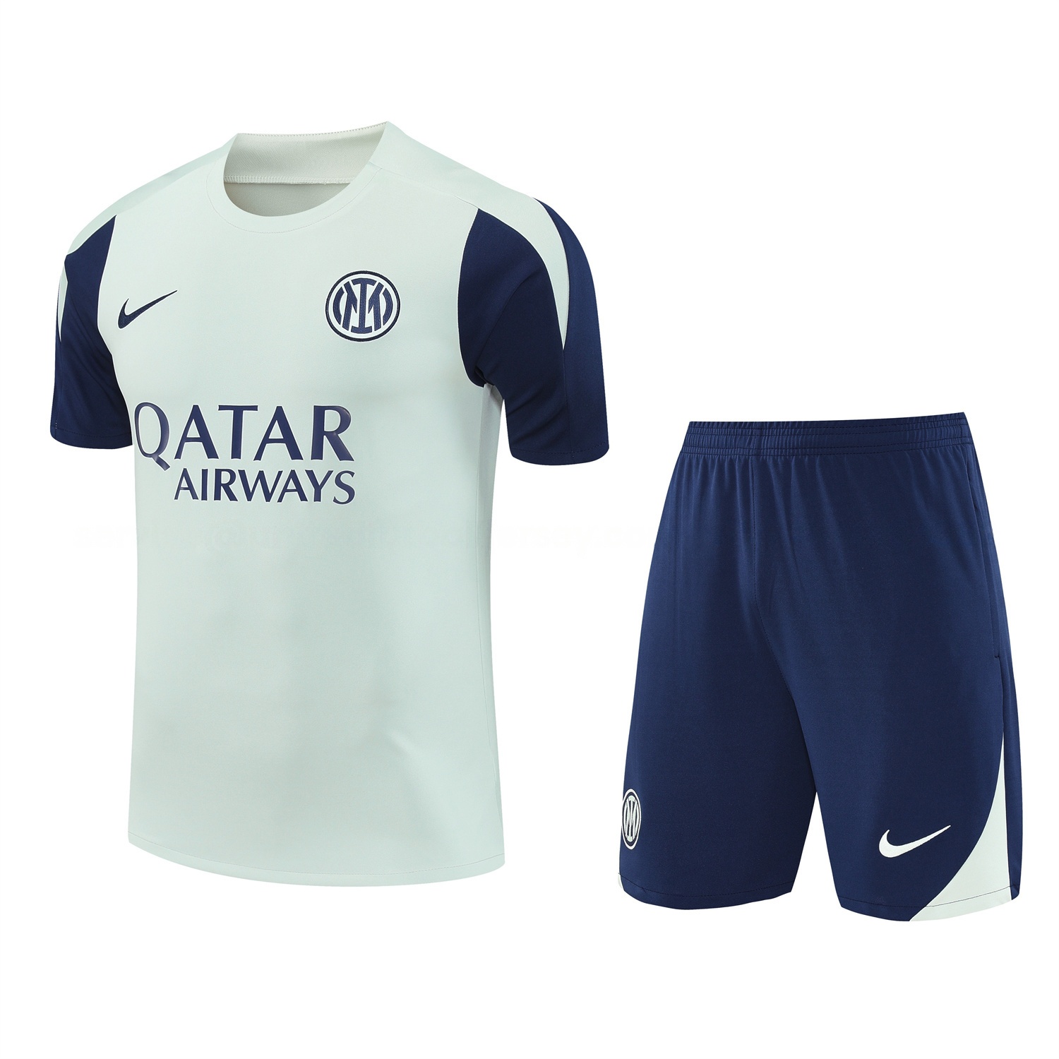 Inter Milan 25-26 Short-Sleeve Training Set - Blue Sleeve White Top & Blue Shorts - JerseysGala