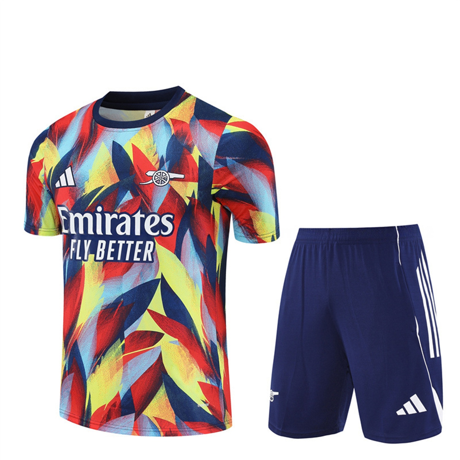 Arsenal 25-26 Short-Sleeve Training Set - Colorful Camouflage Top & Blue Shorts - JerseysGala
