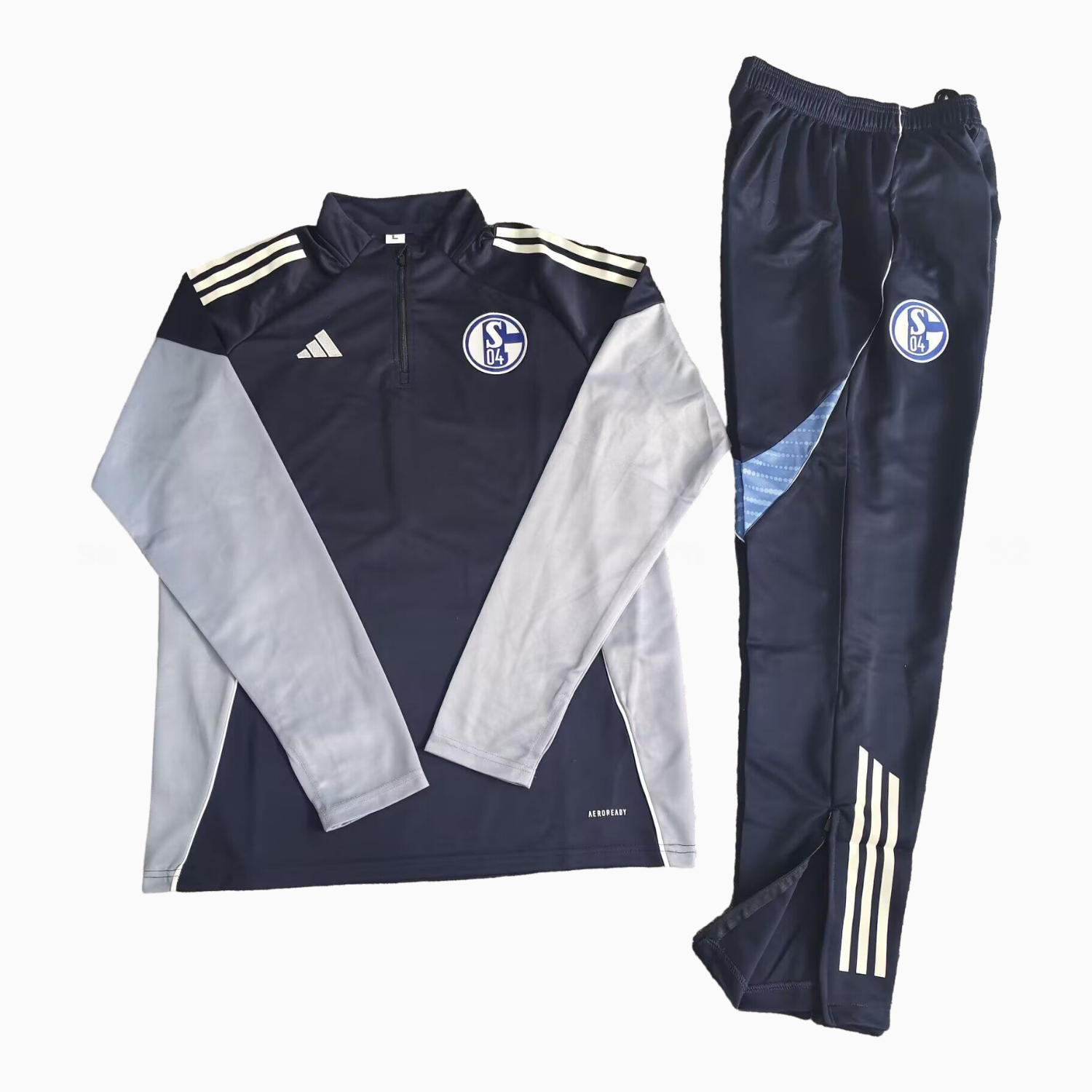 Schalke 04 25-26 Long Sleeve Training Set - Deep Blue Top & Deep Blue Pants - JerseysGala