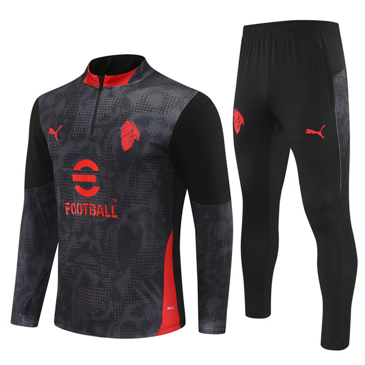 AC Milan 25-26 Long Sleeve Training Set - Black Top & Black Pants - JerseysGala