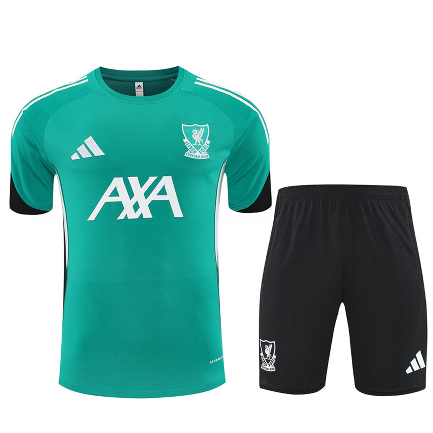 Liver.pool 25-26 Short-Sleeve Training Set - Green Top & Black Shorts - JerseysGala