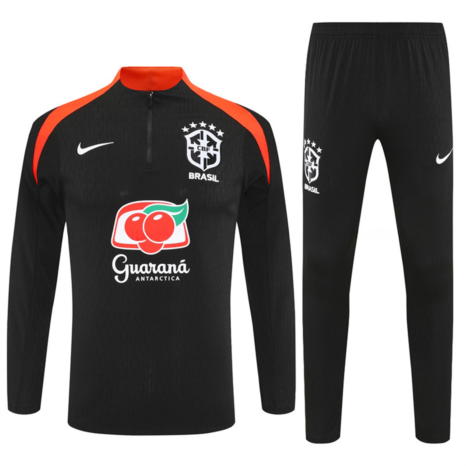 Brazil 25-26 Long Sleeve Training Set - Player Version - Black Top and Pants - JerseysGala