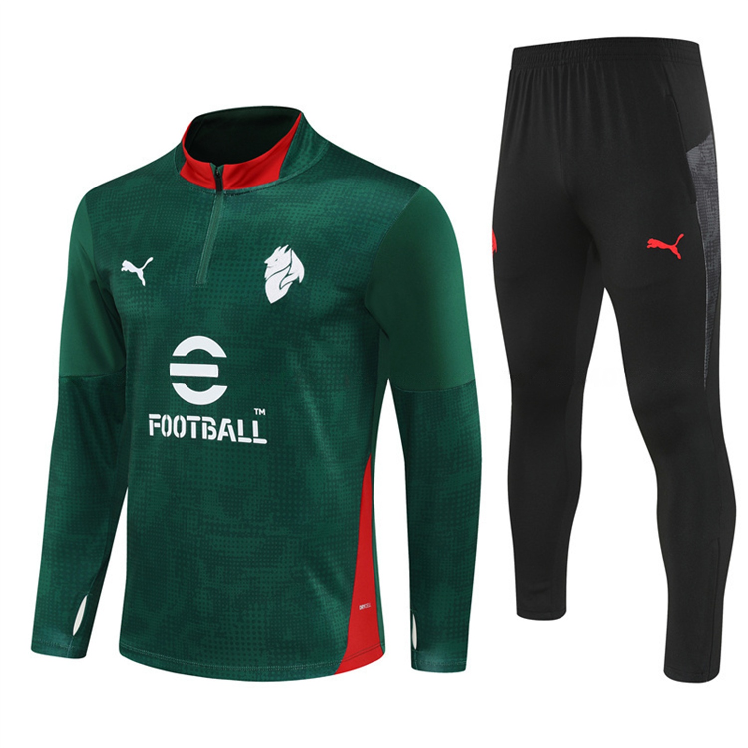 AC Milan 25-26 Long Sleeve Training Set - Army Green Top & Black Pants - JerseysGala