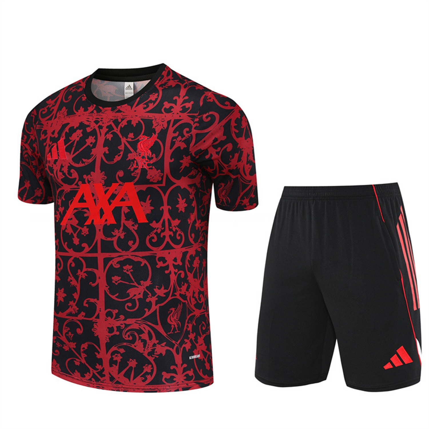 Liver.pool 25-26 Short-Sleeve Training Set - Red Camouflage Top & Black Shorts - JerseysGala