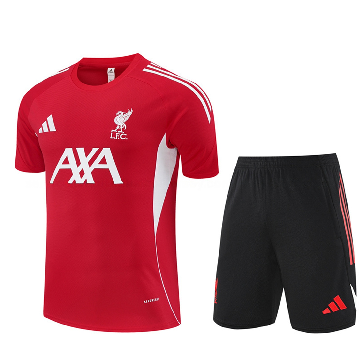 Liver.pool 25-26 Short-Sleeve Training Set - Red Top & Black Shorts - JerseysGala