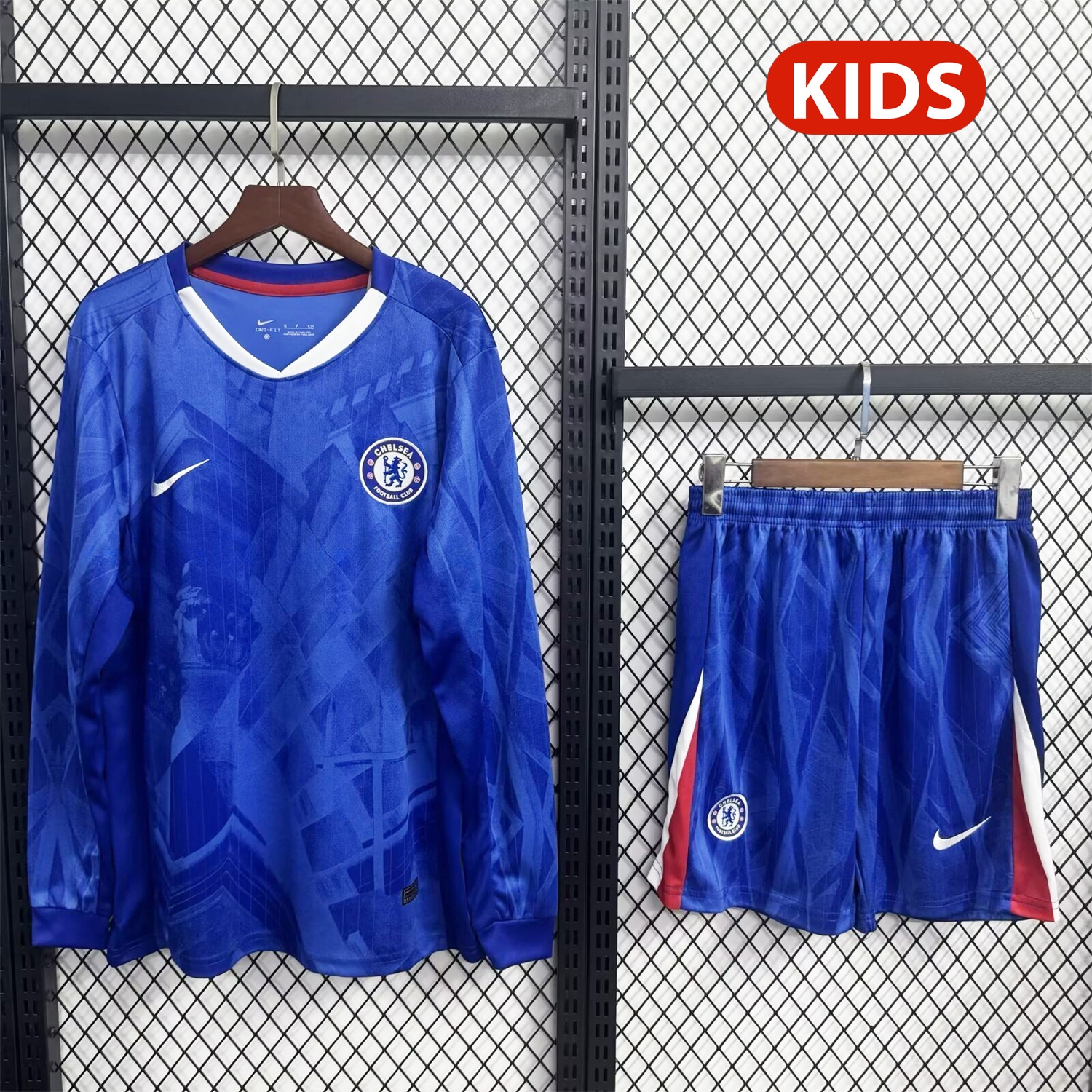 C.H.E.L.S.E.A 25-26 Home Long Sleeves Unsponsored Blue Kids Kit - JerseysGala