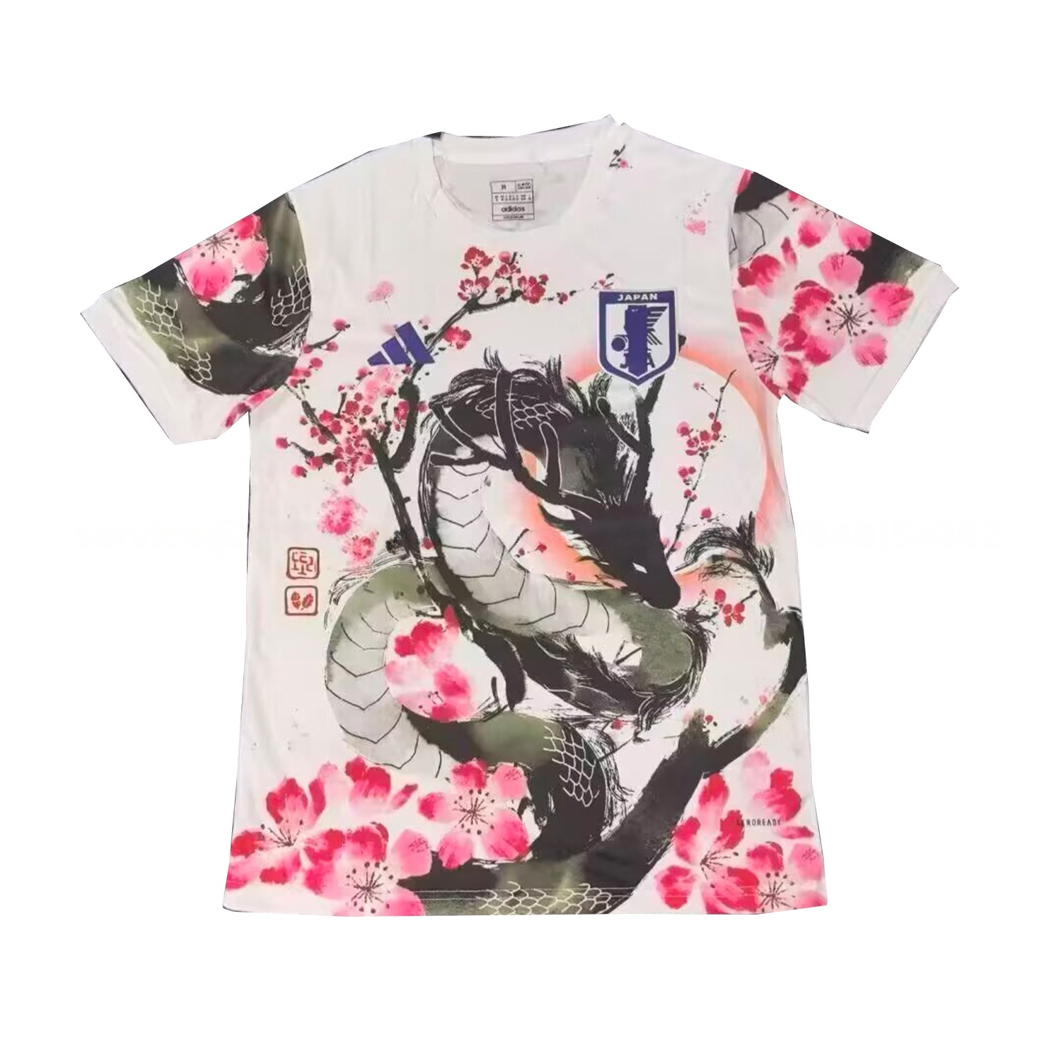Japan 25-26 Cherry Blossom Ink Painting Black Dragon Special Jersey - Fans Version - JerseysGala