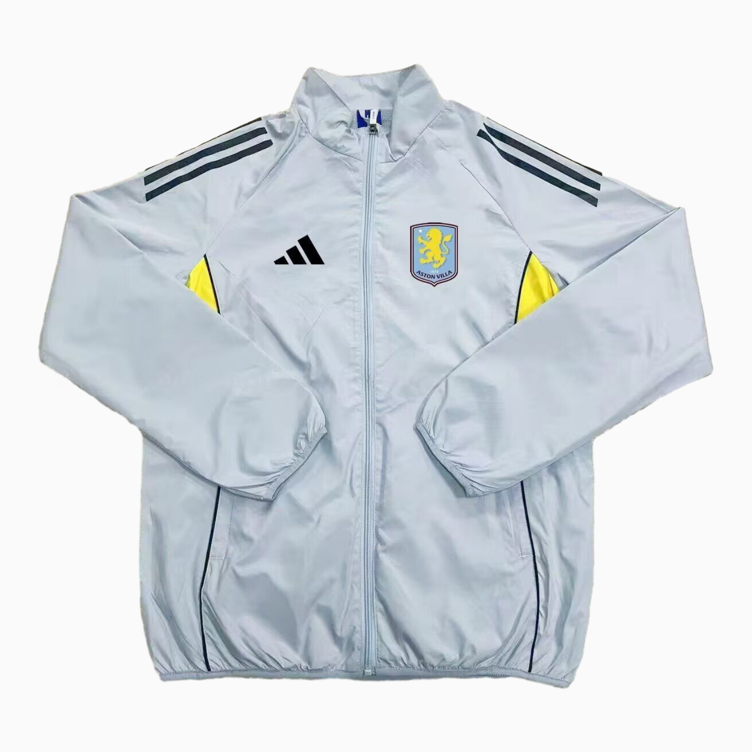 Aston Villa 25-26 Throwback Windbreaker Jacket - Grey Blue - JerseysGala