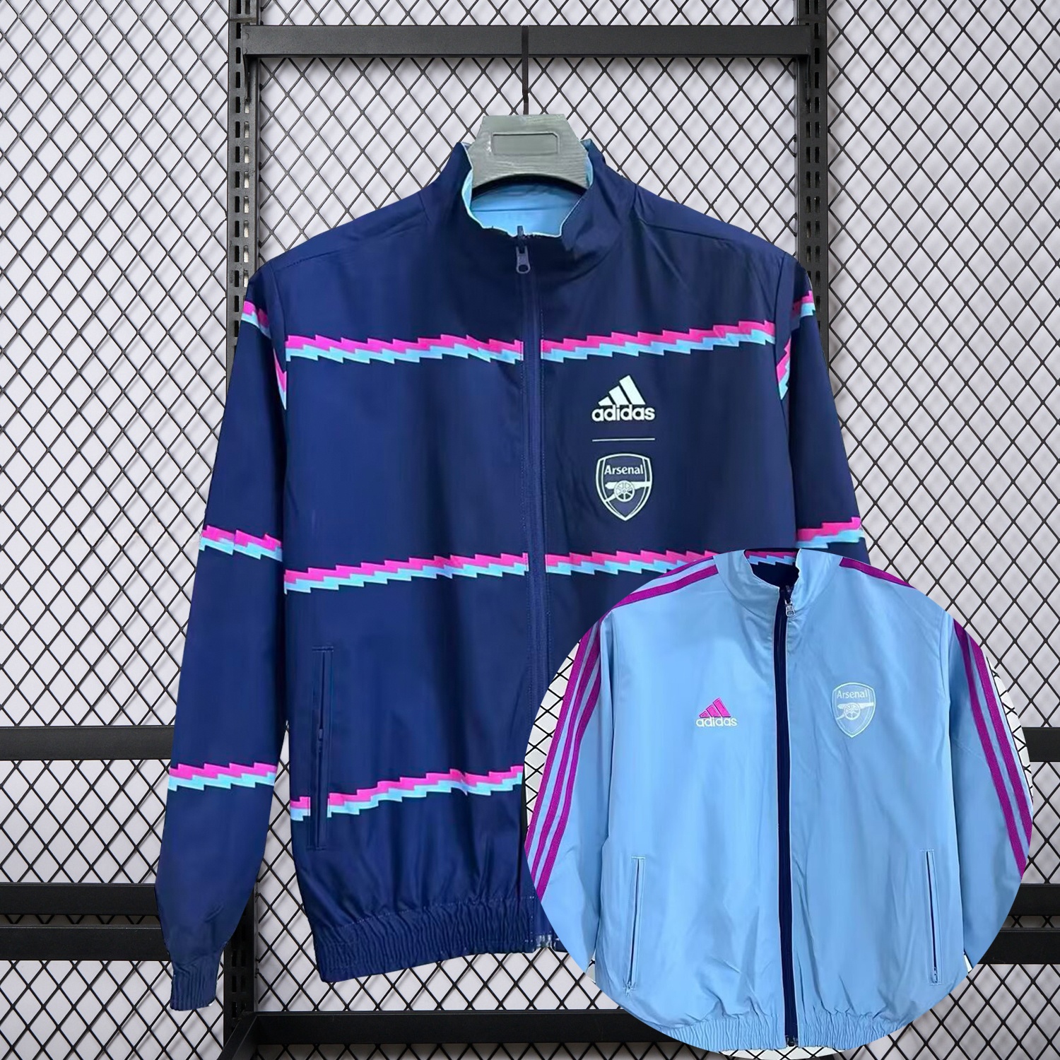 Arsenal 25-26 Double Sided Reversible Windbreaker - Deep Blue & Light Blue - JerseysGala