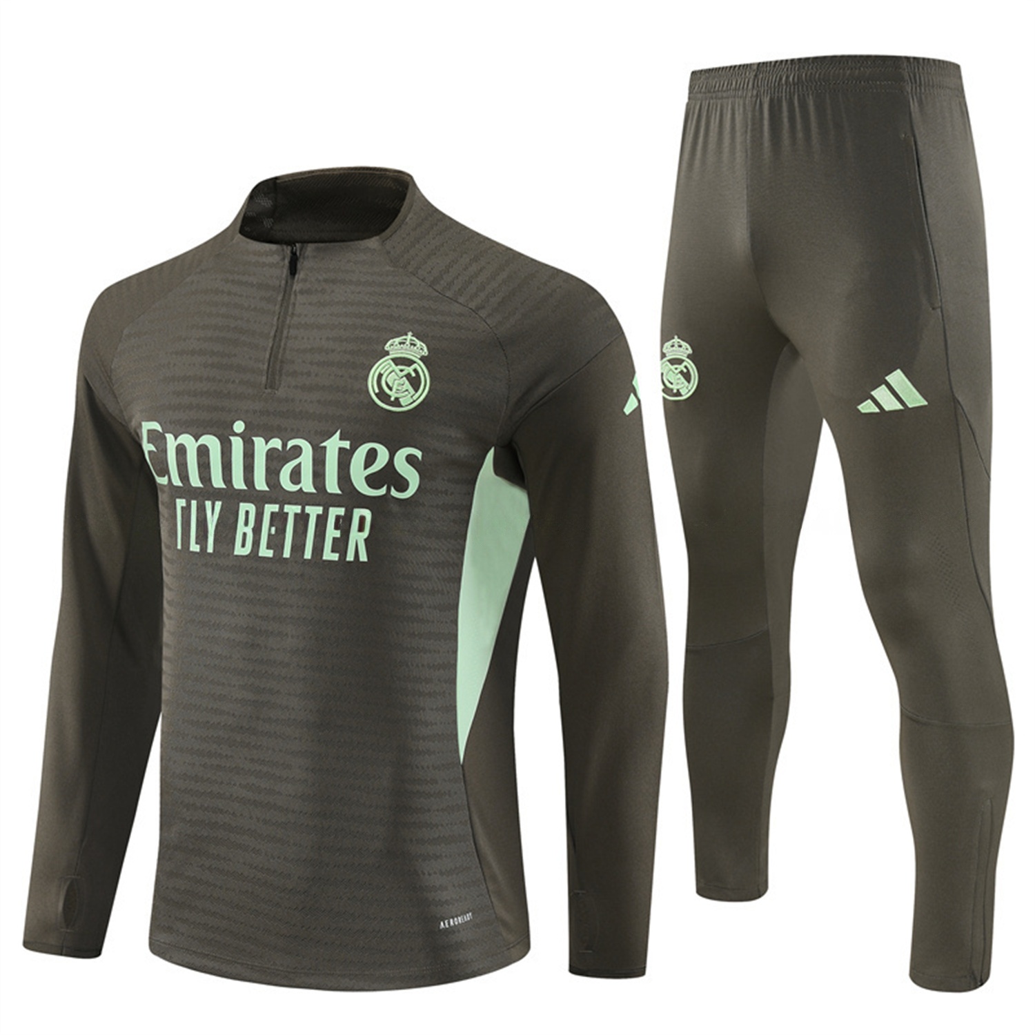 Real Madrid 25-26 Long Sleeve Training Set - Player Version - Khaki Top and Khaki Pants - JerseysGala