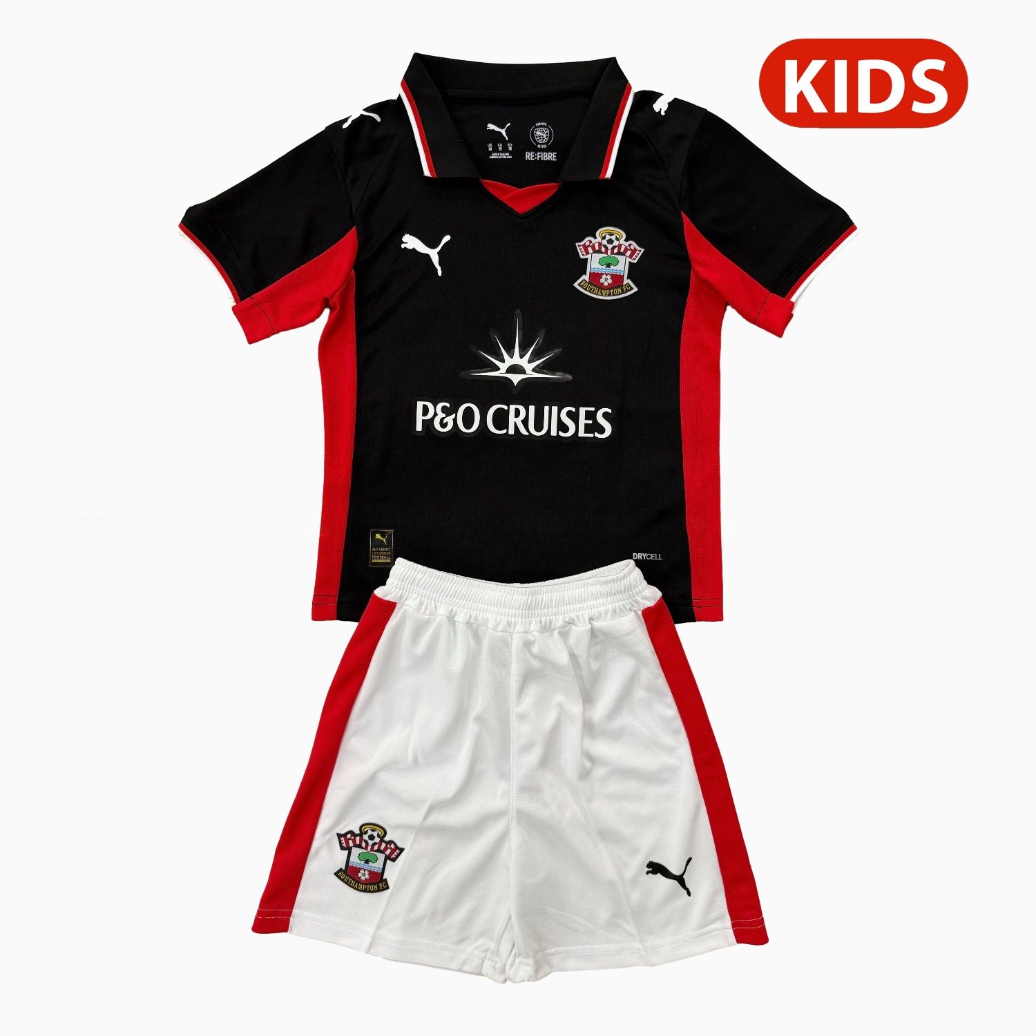 Southampton 25-26 Third Black Kids Kit - JerseysGala