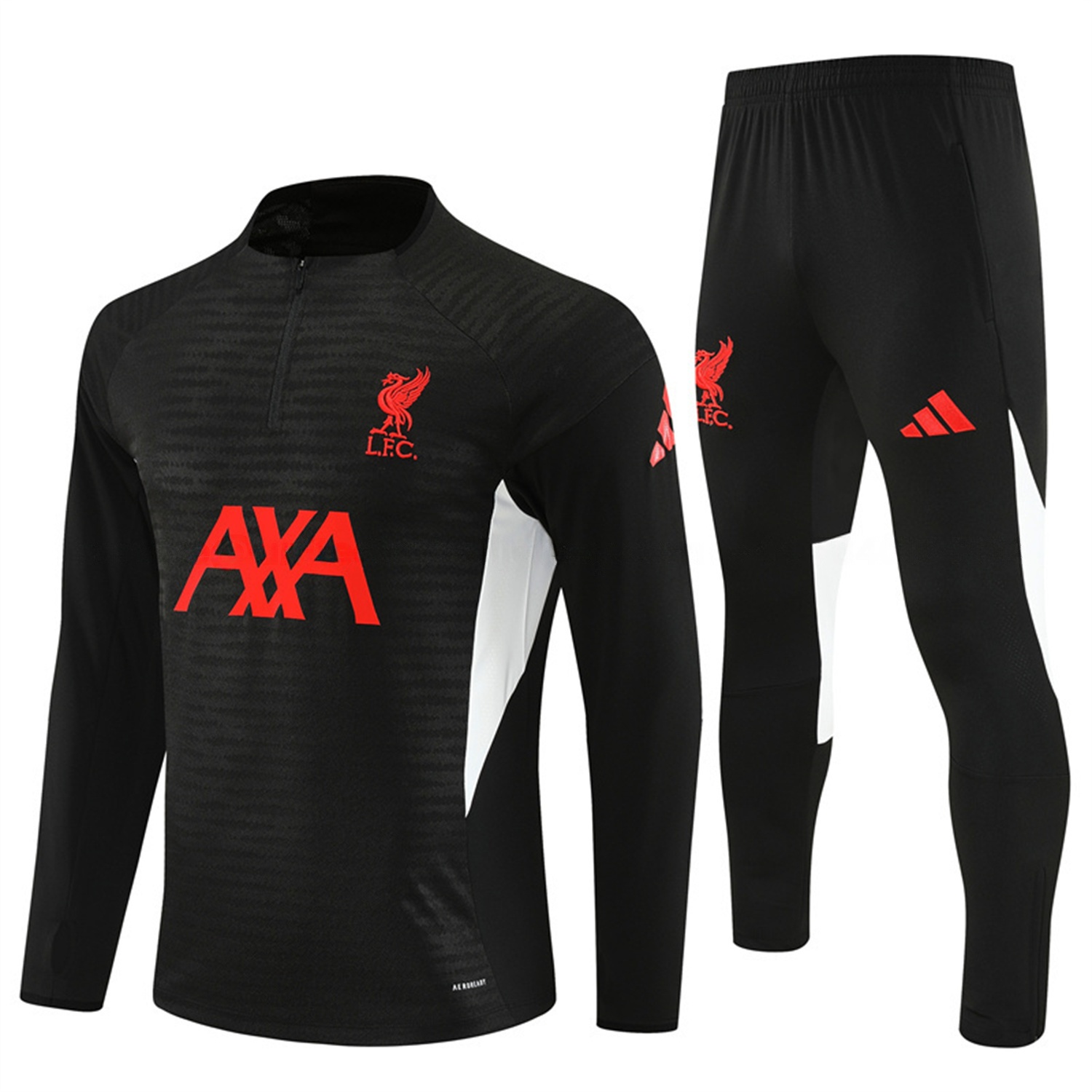 Liver.pool 25-26 Long Sleeve Training Set - Player Version - Black Top & Black Pants - JerseysGala
