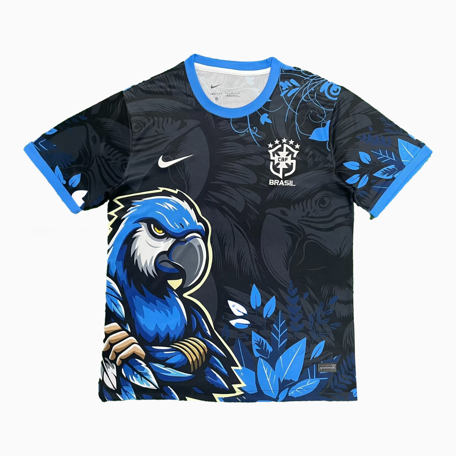 Brazil 25-26 Serious Blue Parrot Black Jersey - Fans Version - JerseysGala