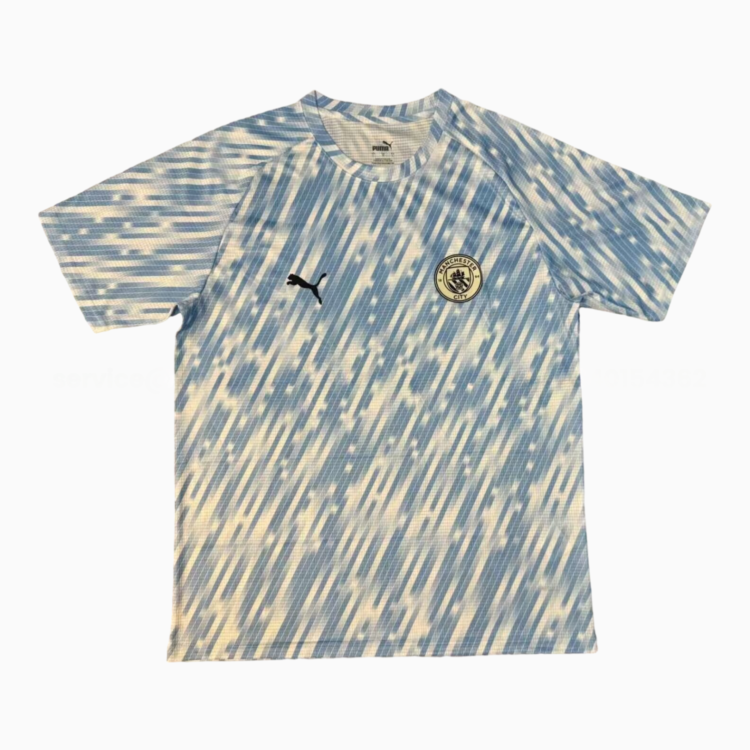 Manchester City 25-26 Blue And White Linear Gradient Pre-Match Training Jersey - Fans Version - JerseysGala