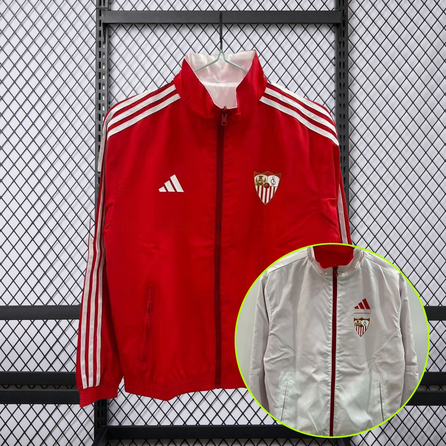 Sevilla 25-26 Double Sided Reversible Windbreaker - Red & White - JerseysGala