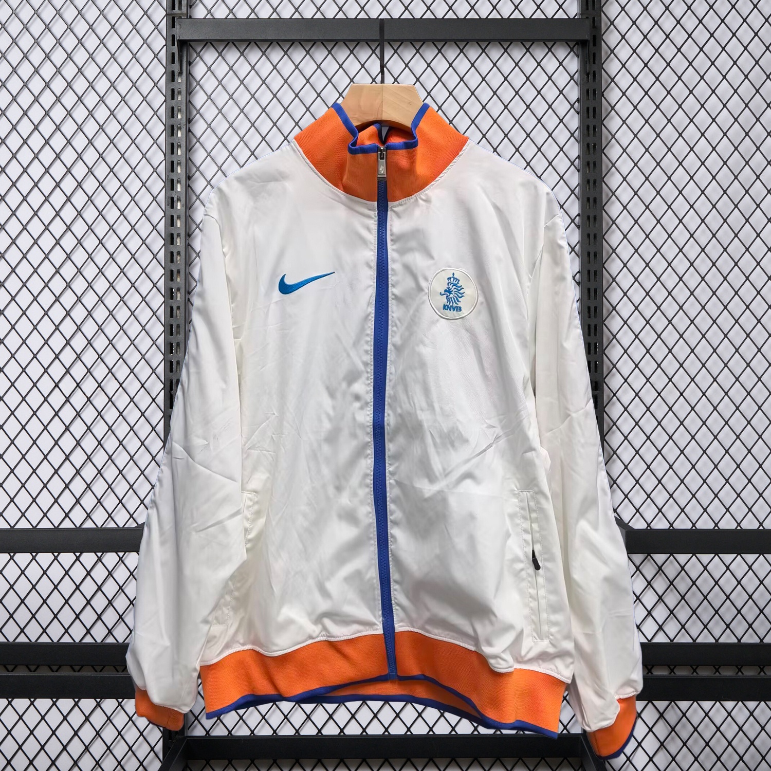 Netherlands 25-26 Windbreaker Jacket - Orange And White - JerseysGala