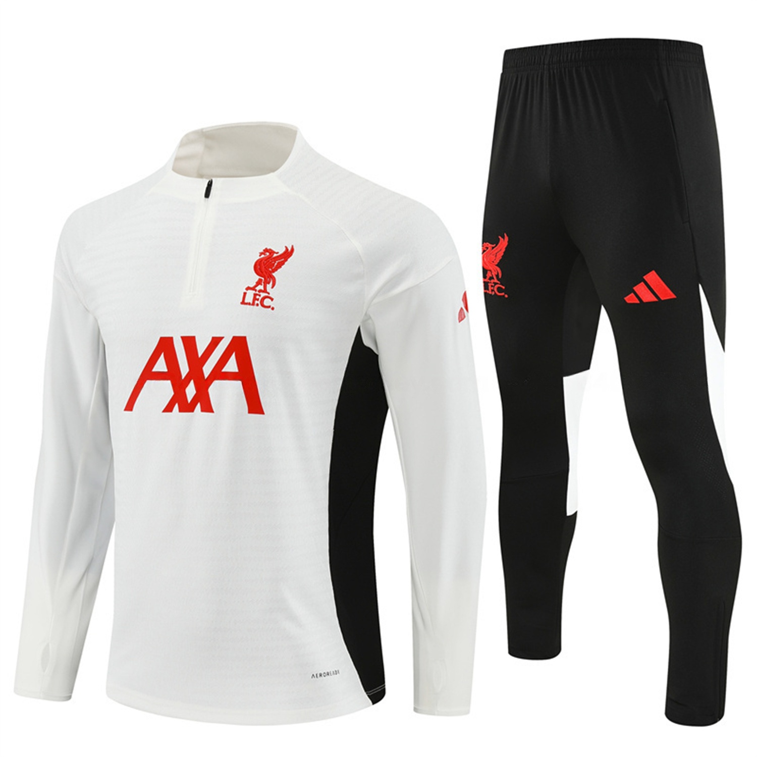 Liver.pool 25-26 Long Sleeve Training Set - Player Version - White Top & Black Pants - JerseysGala