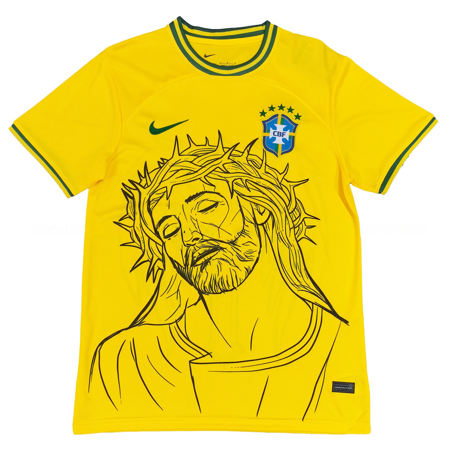 Brazil 25-26 Jesus And Angel Cross Yellow Jersey - Fans Version - JerseysGala