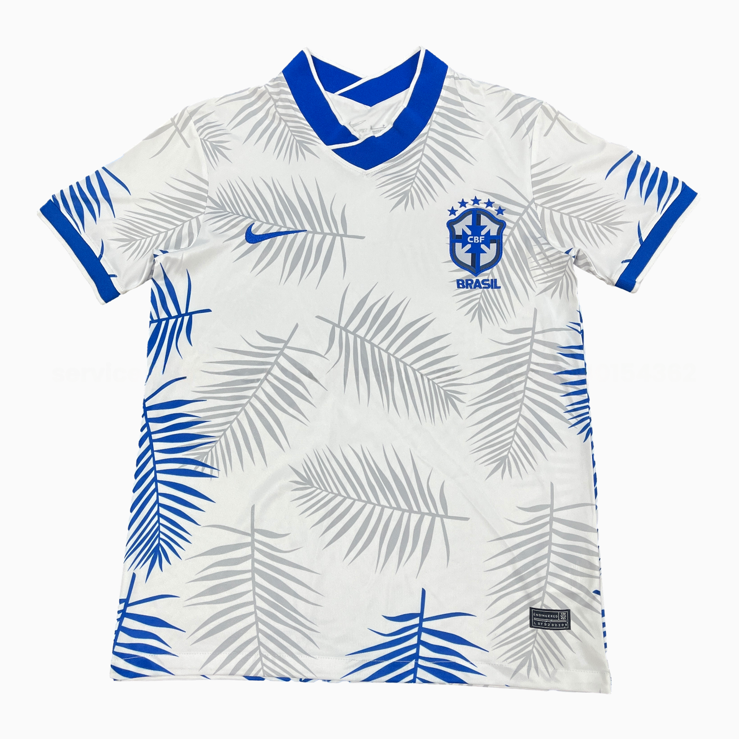 Brazil 25-26 Blue And Grey Leaves White Jersey - Fans Version - JerseysGala